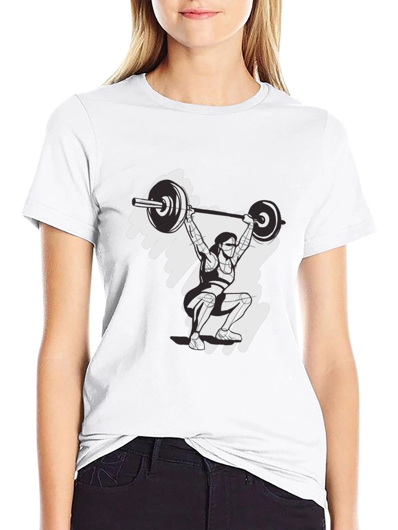 Black Weightlifting Woman Graphic T-Shirt - Black view 9