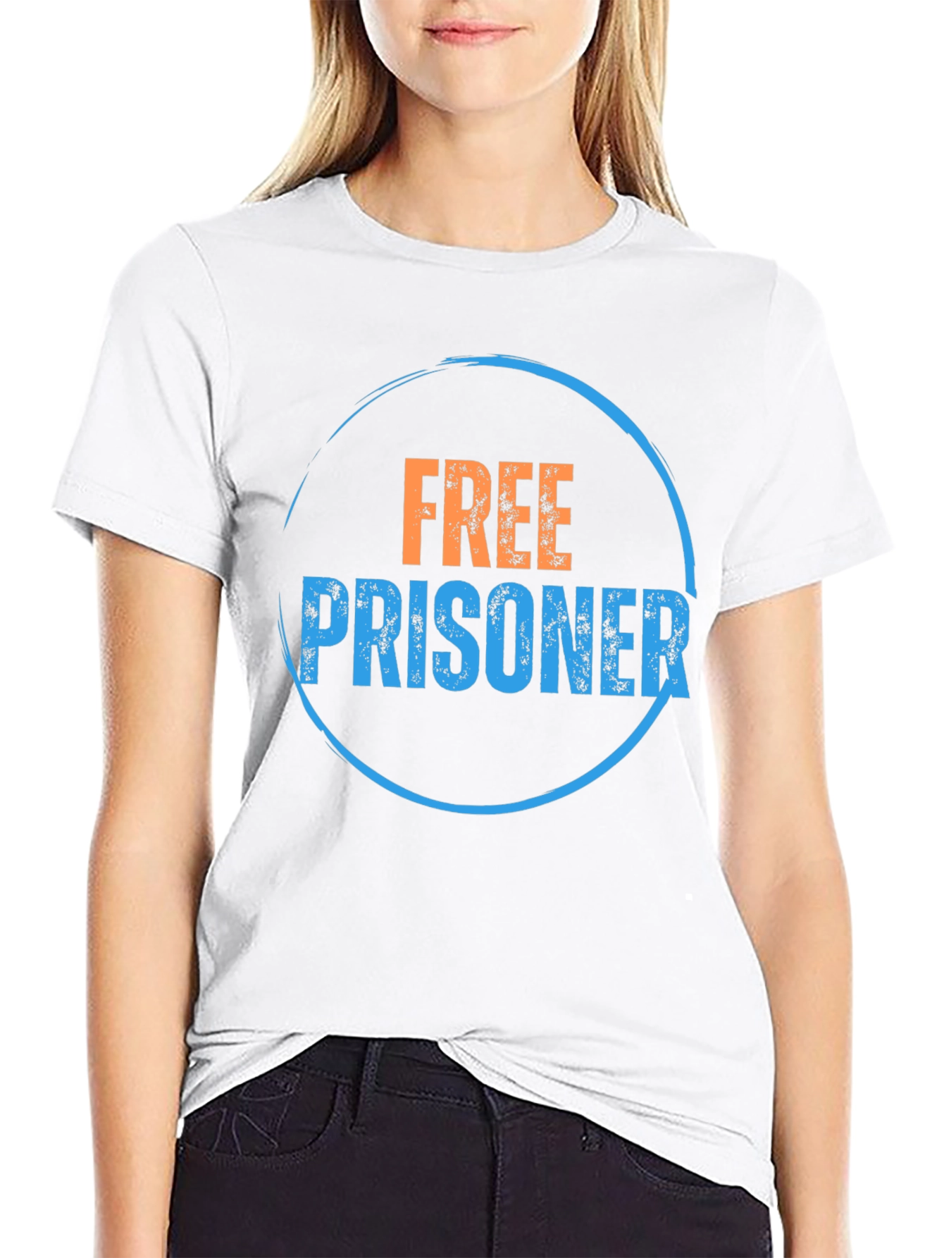 Black Free Prisoner Graphic T-Shirt - Black Crew Neck Tee view 9