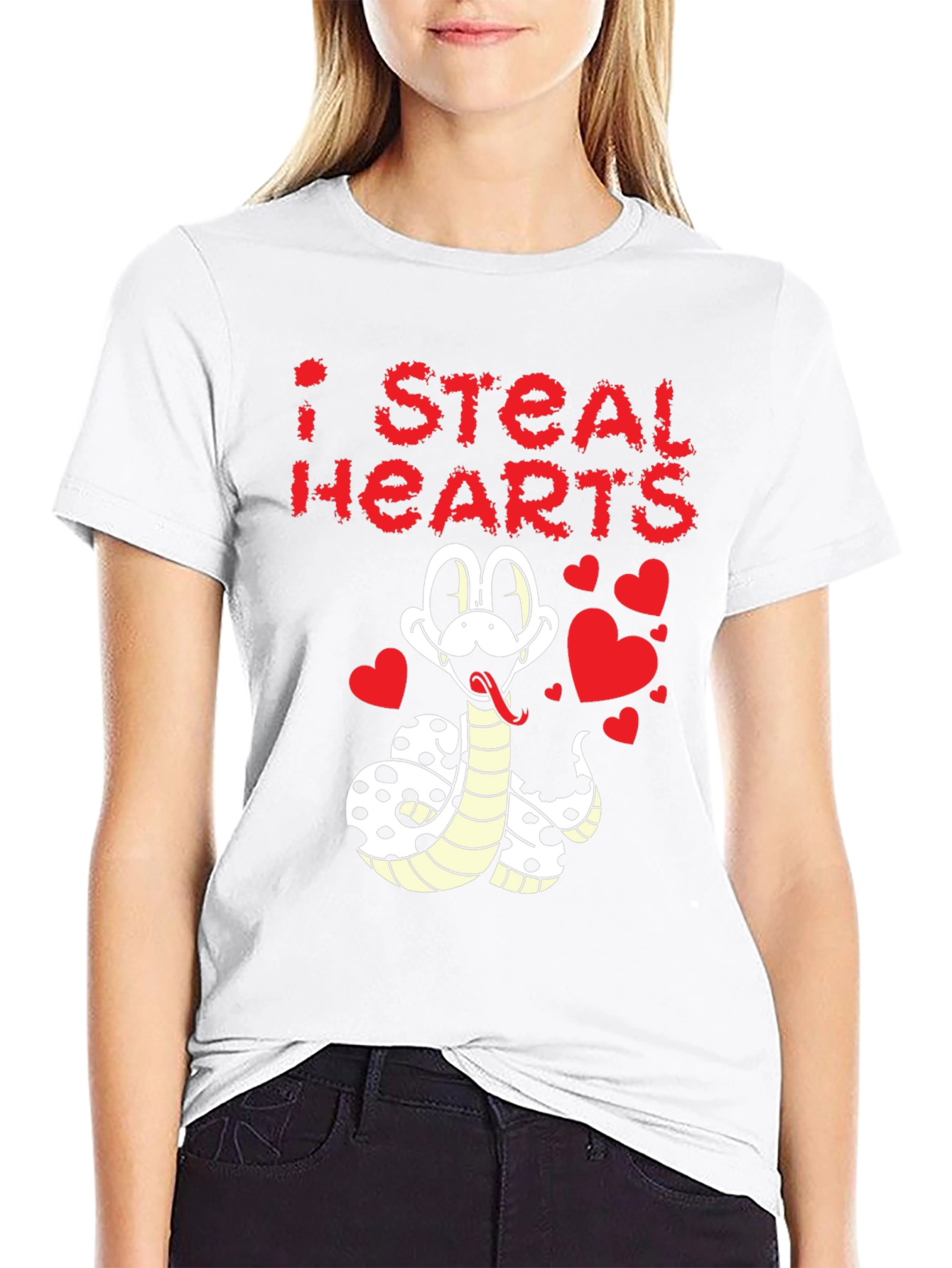 Black I Steal Hearts Snake Graphic Tee view 9
