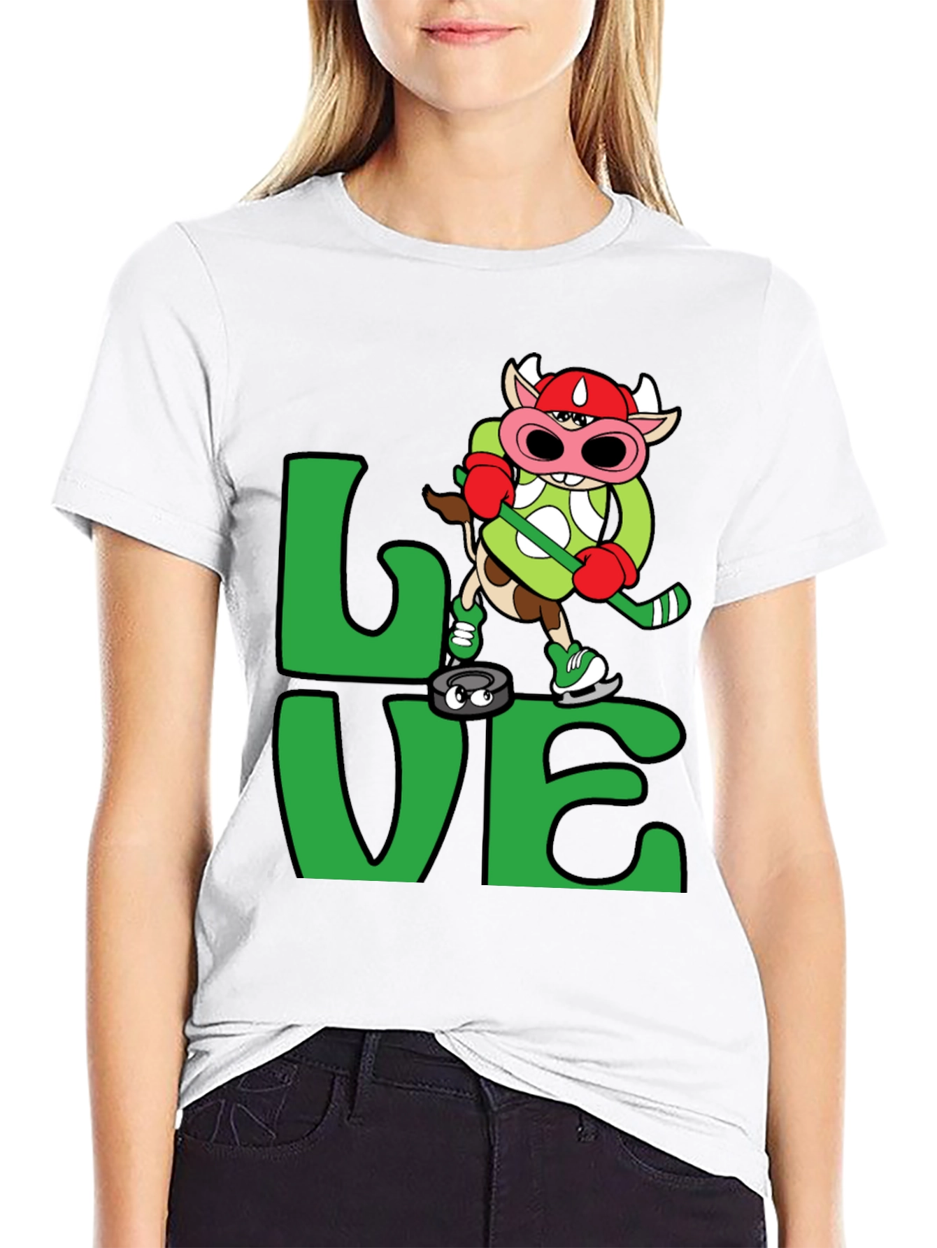 Black Love Hockey Cow T-Shirt Black view 9