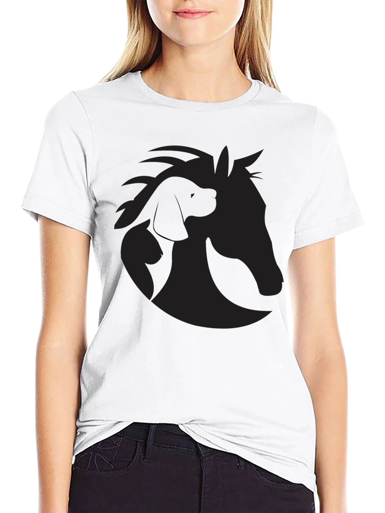 Black Equine & Canine Silhouette Graphic Tee view 9