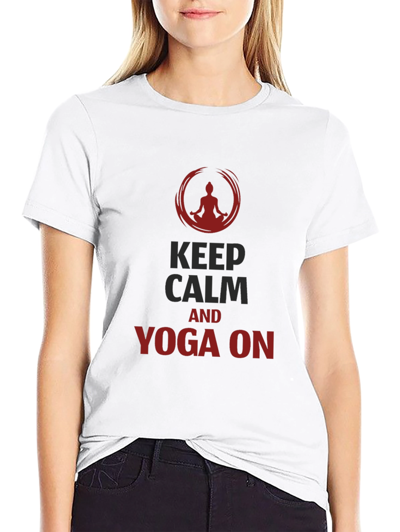 Black Keep Calm Yoga T-Shirt - Men's Black Tee view 9