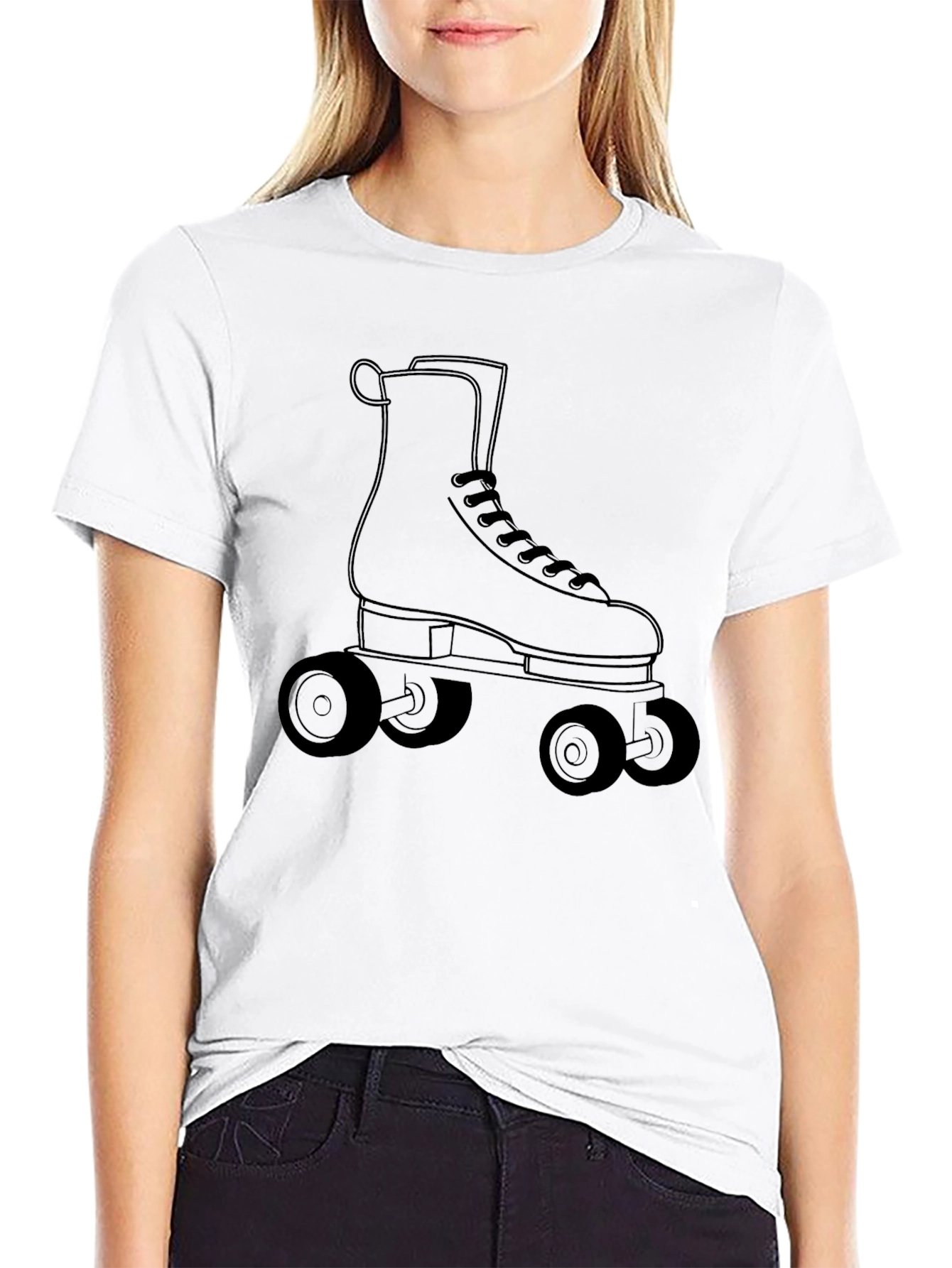 Black Retro Roller Skate T-Shirt - Black Graphic Tee view 9