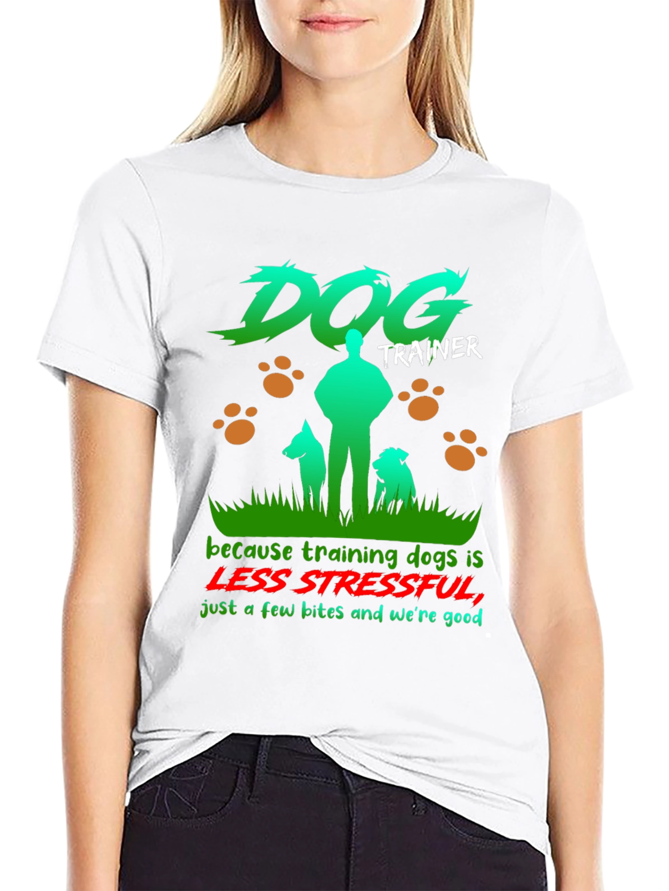 Black Dog Trainer T-Shirt - Less Stressful Funny Graphic Tee view 9