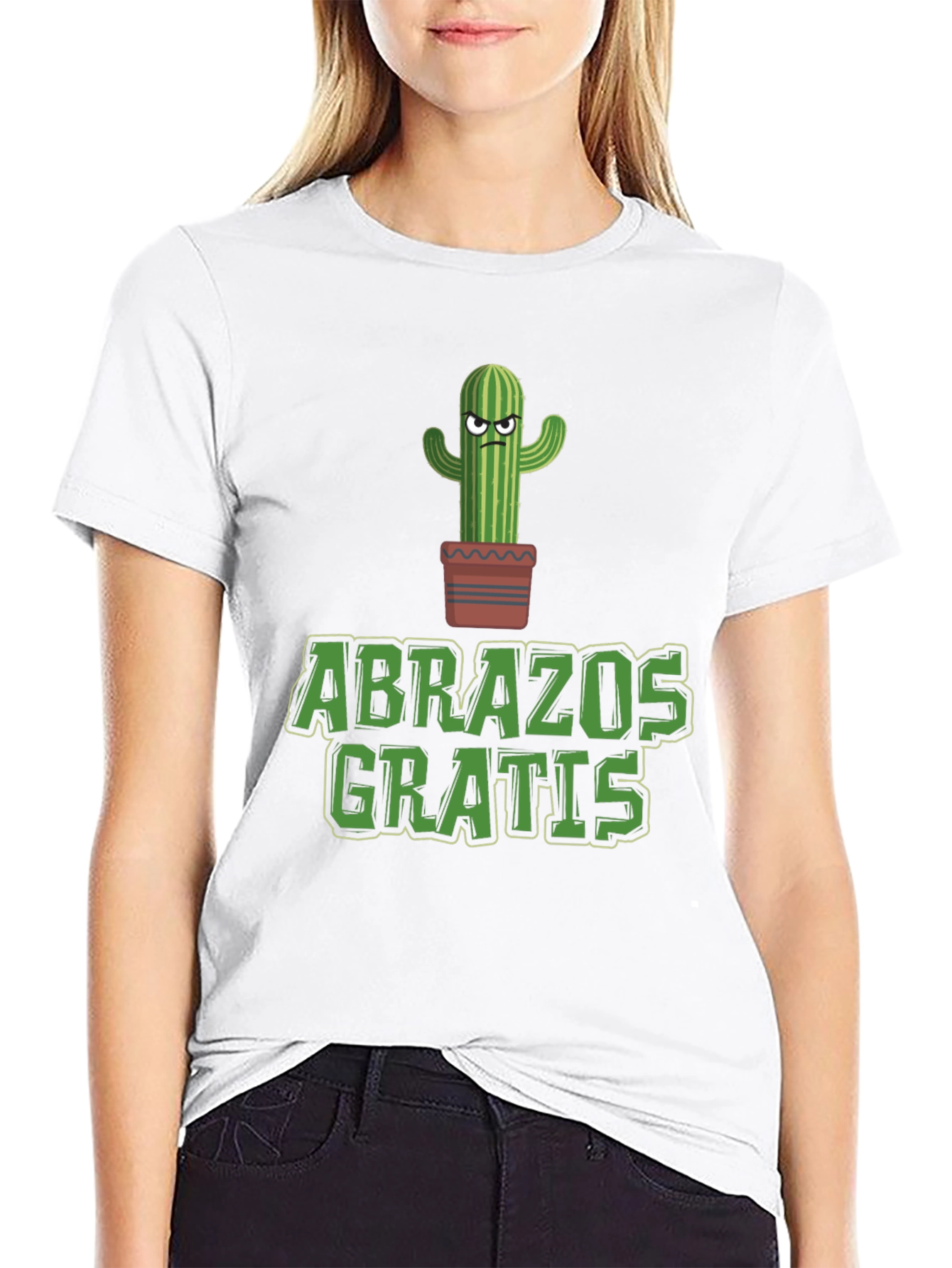 Black Funny Cactus 'Abrazos Gratis' Graphic T-Shirt view 9