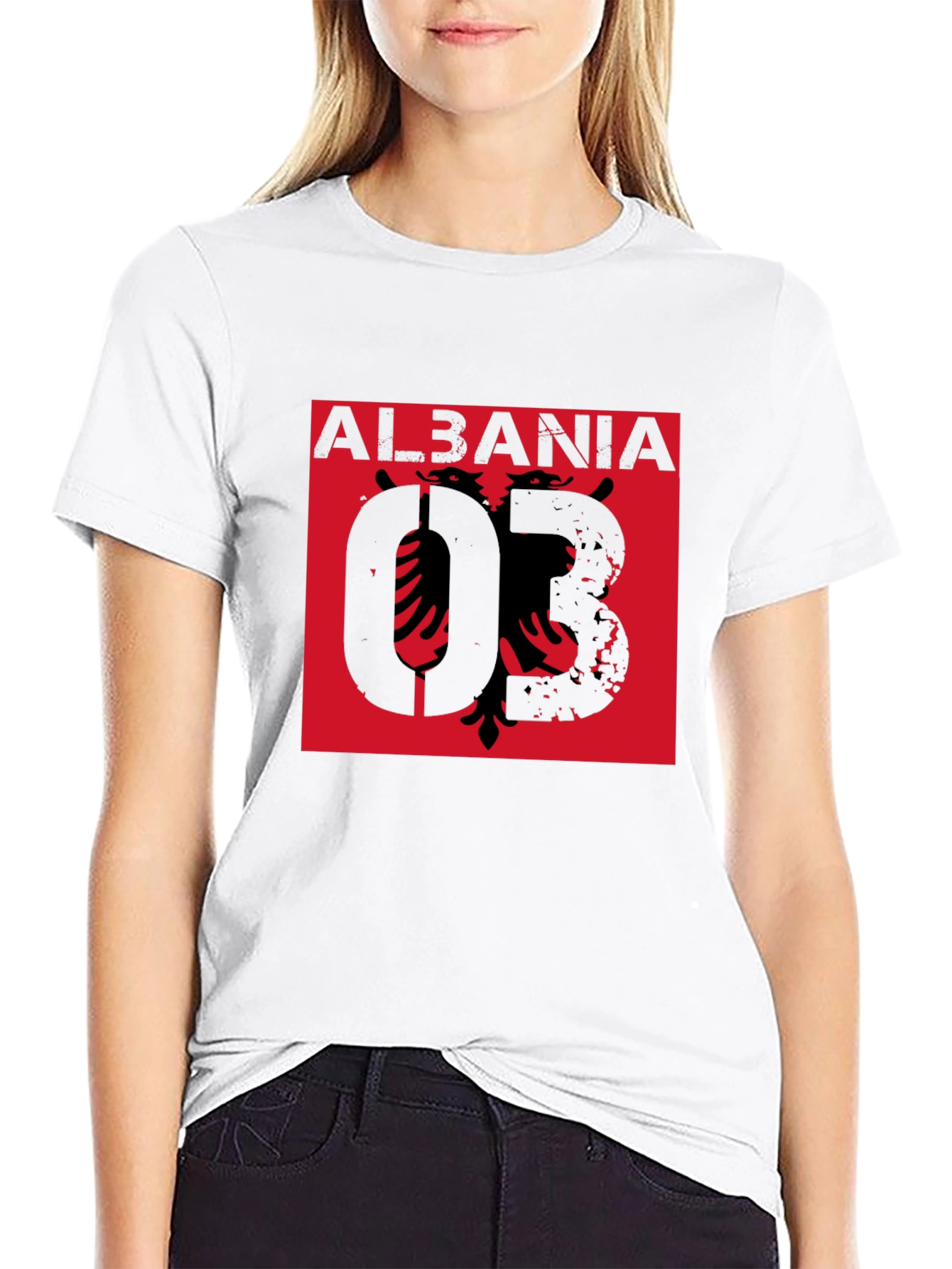Black Albania Eagle Graphic T-Shirt - Black Short Sleeve Tee view 9