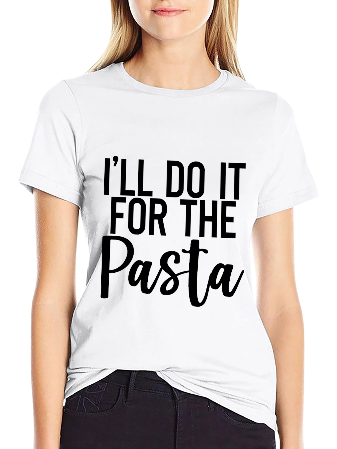 Black I'll Do It for the Pasta T-Shirt, Funny Foodie Tee view 9