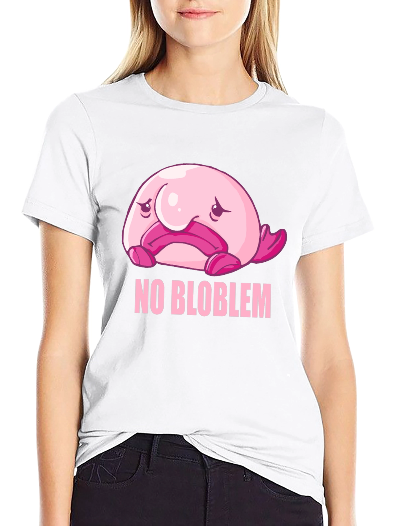 Black No Blob-lem T-Shirt - Funny Blobfish Graphic Tee view 9