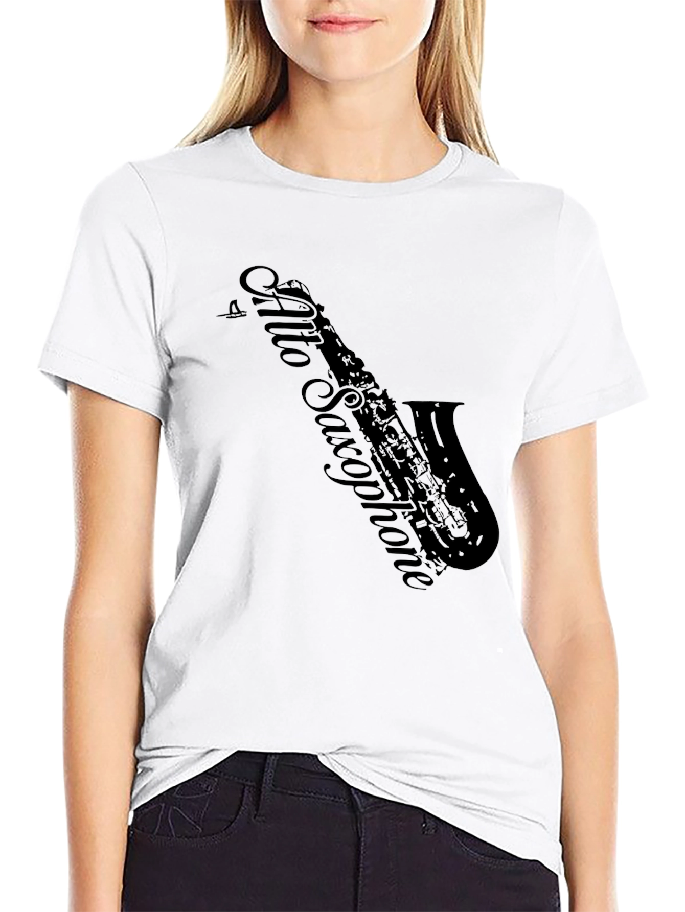 Black Alto Saxophone Graphic T-Shirt - Musician Tee view 9