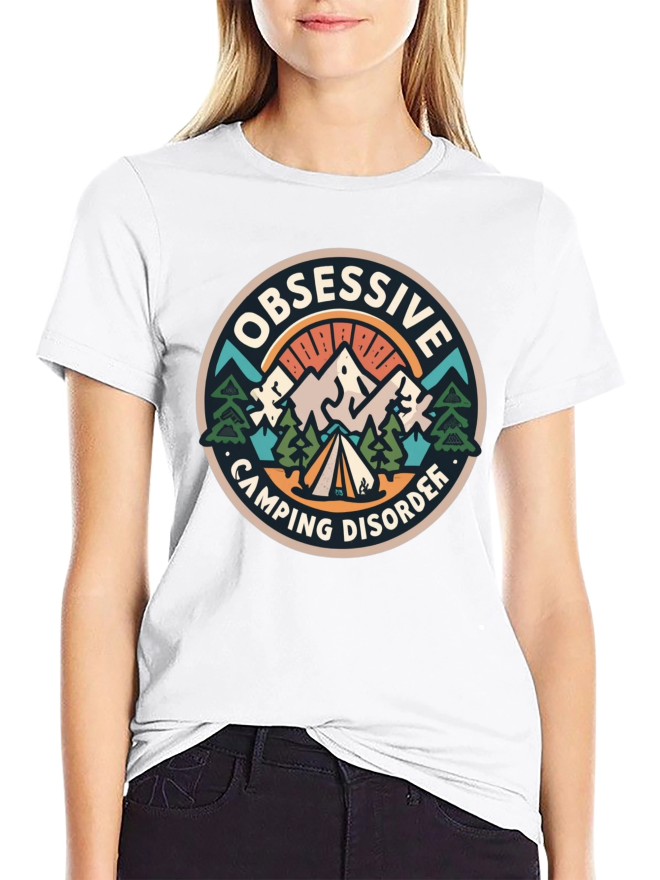 Black Obsessive Camping Disorder Black T-Shirt view 9
