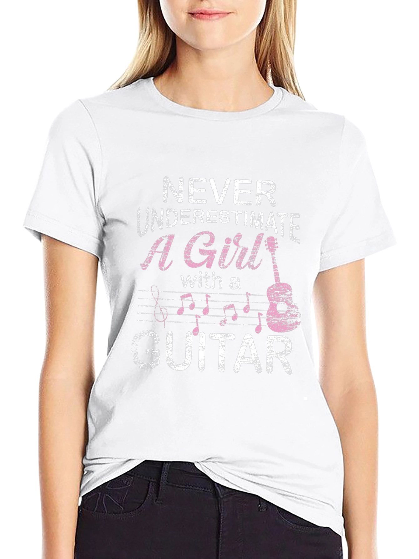 Black Never Underestimate a Girl with a Guitar T-Shirt view 9