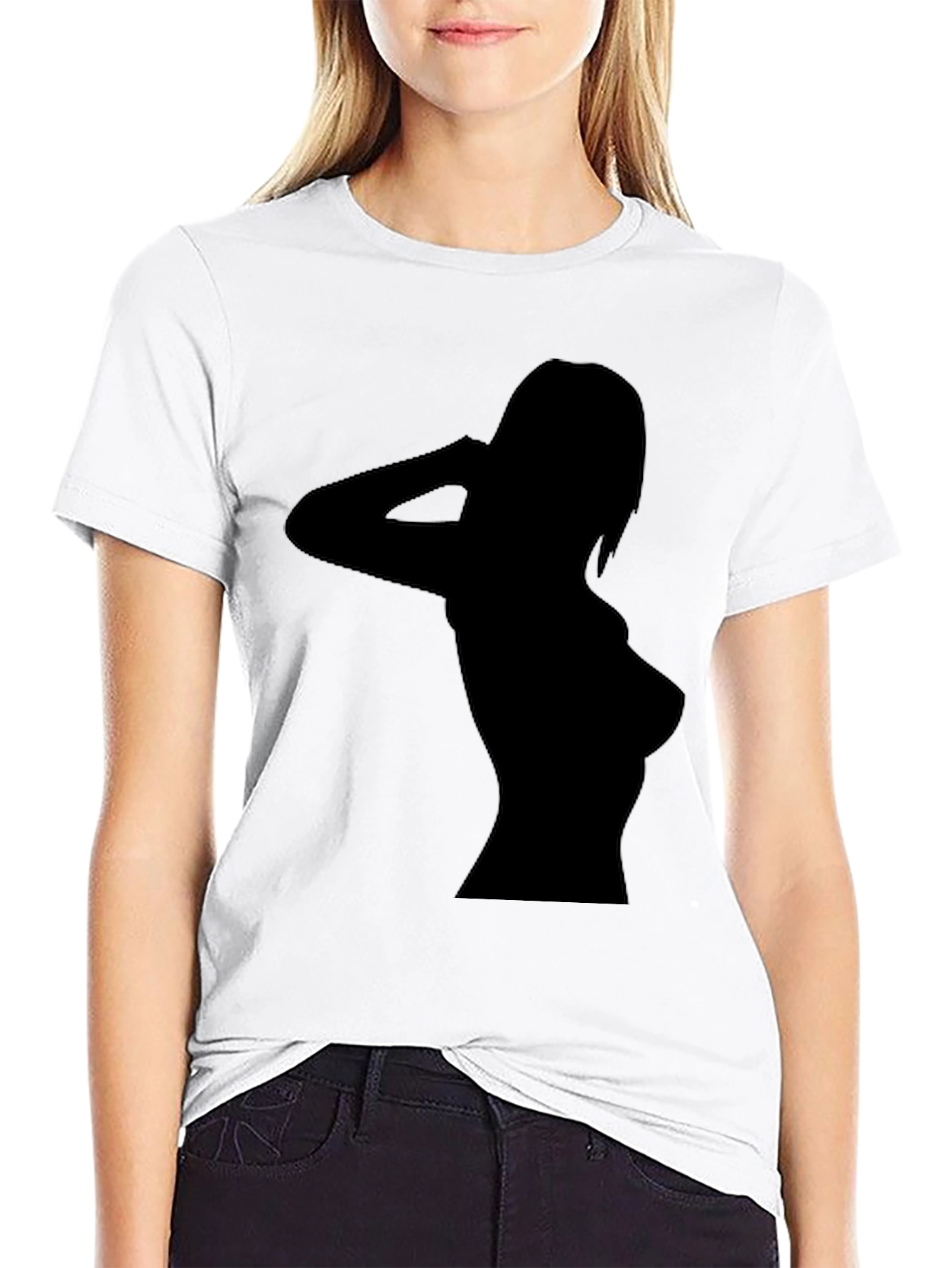 Black Sleek Black T-Shirt with Silhouette Design view 9