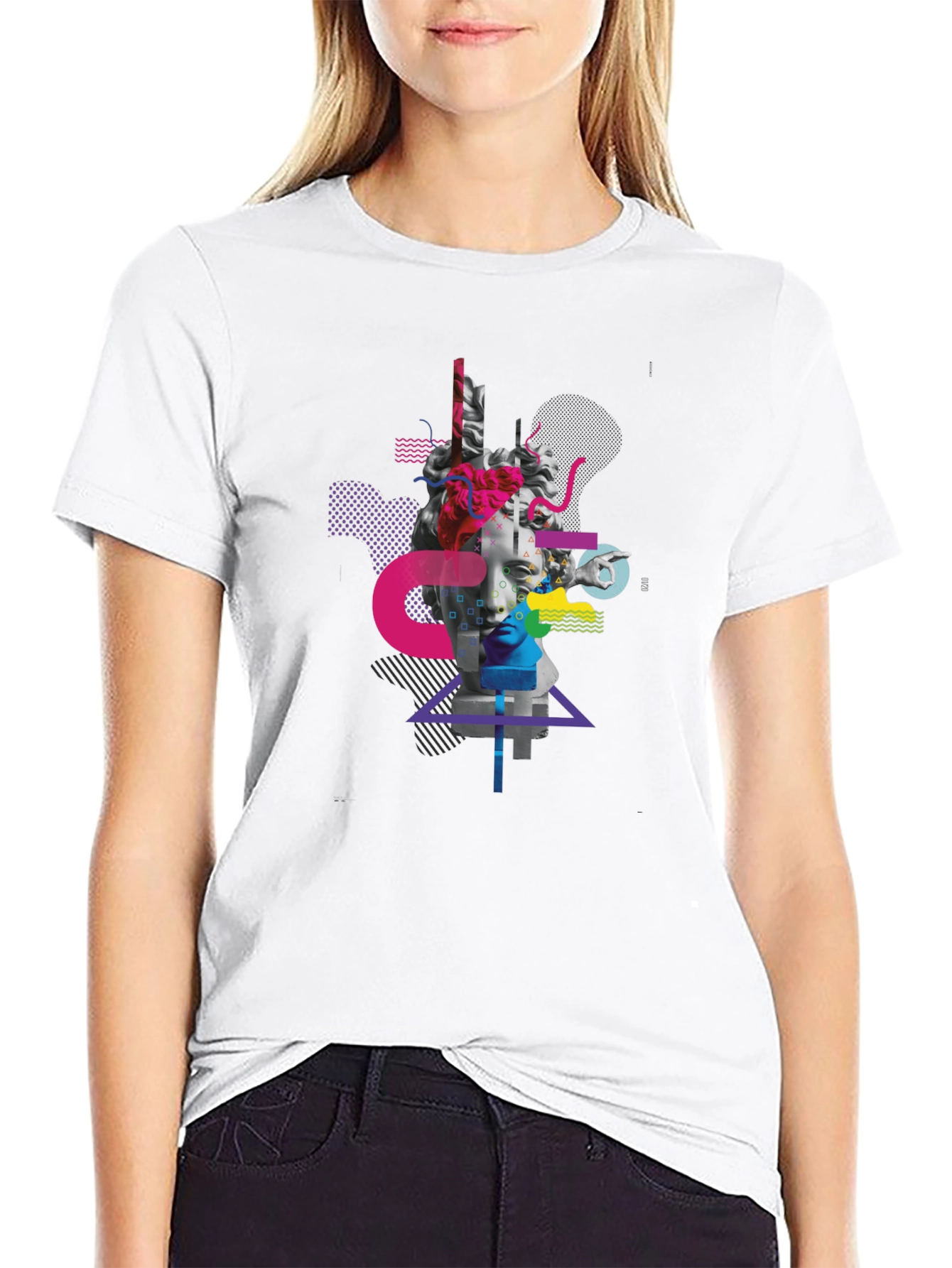 Black Abstract Statue Graphic Tee - Modern Art Shirt view 9
