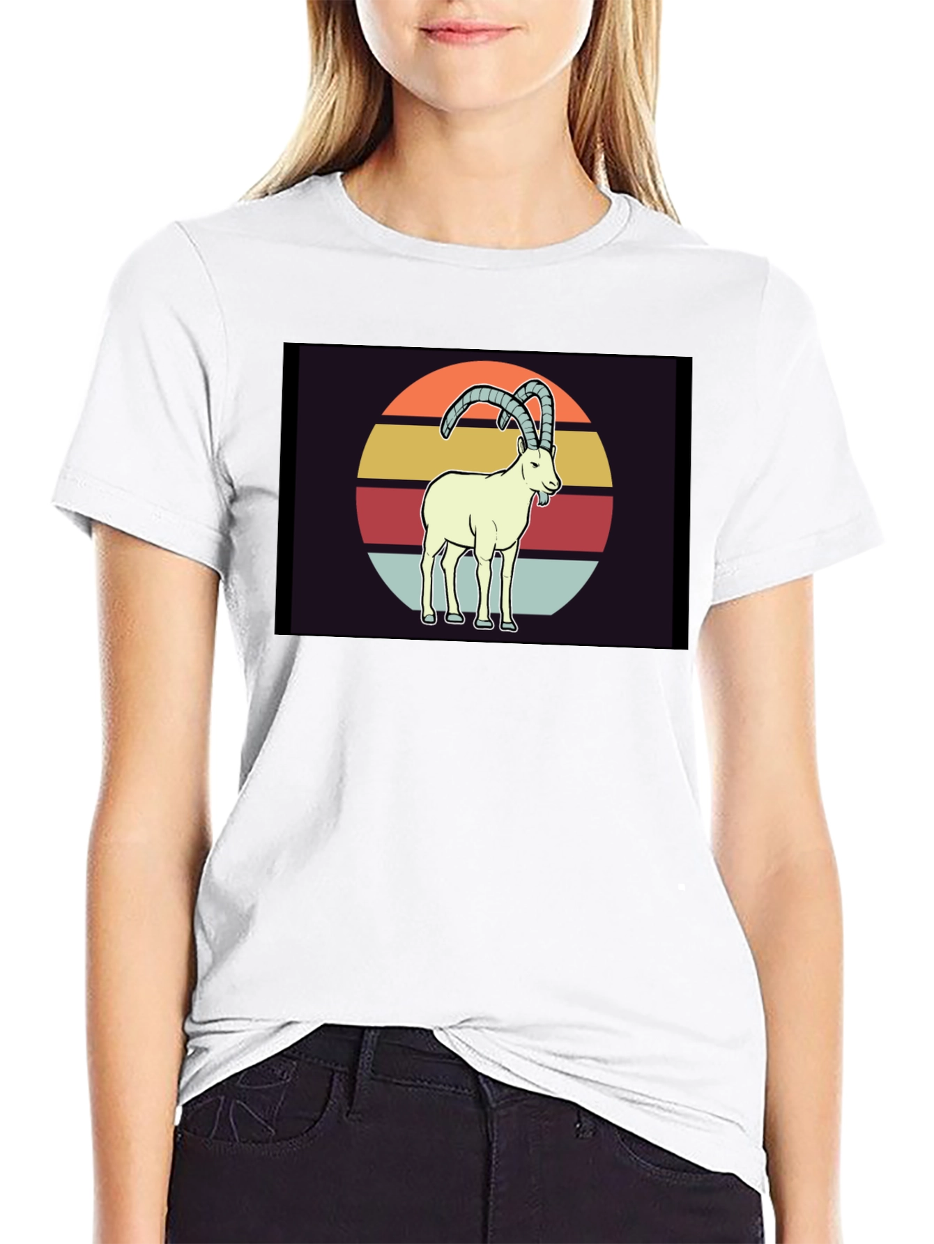 Black Retro Ibex T-Shirt - Vintage Style Goat Tee view 9