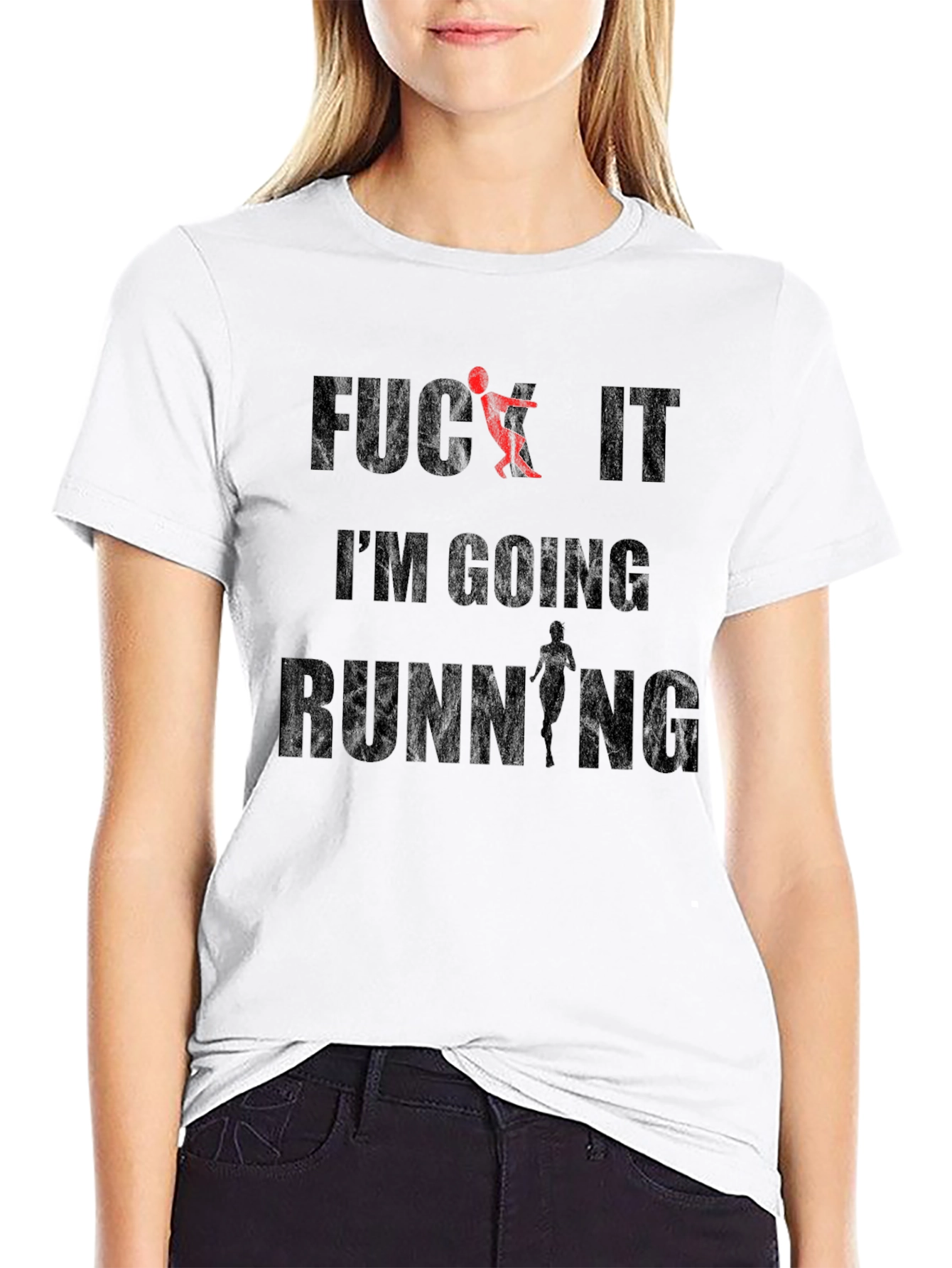 Black Funny Running T-Shirt - "F*ck It, I'm Going Running" view 9