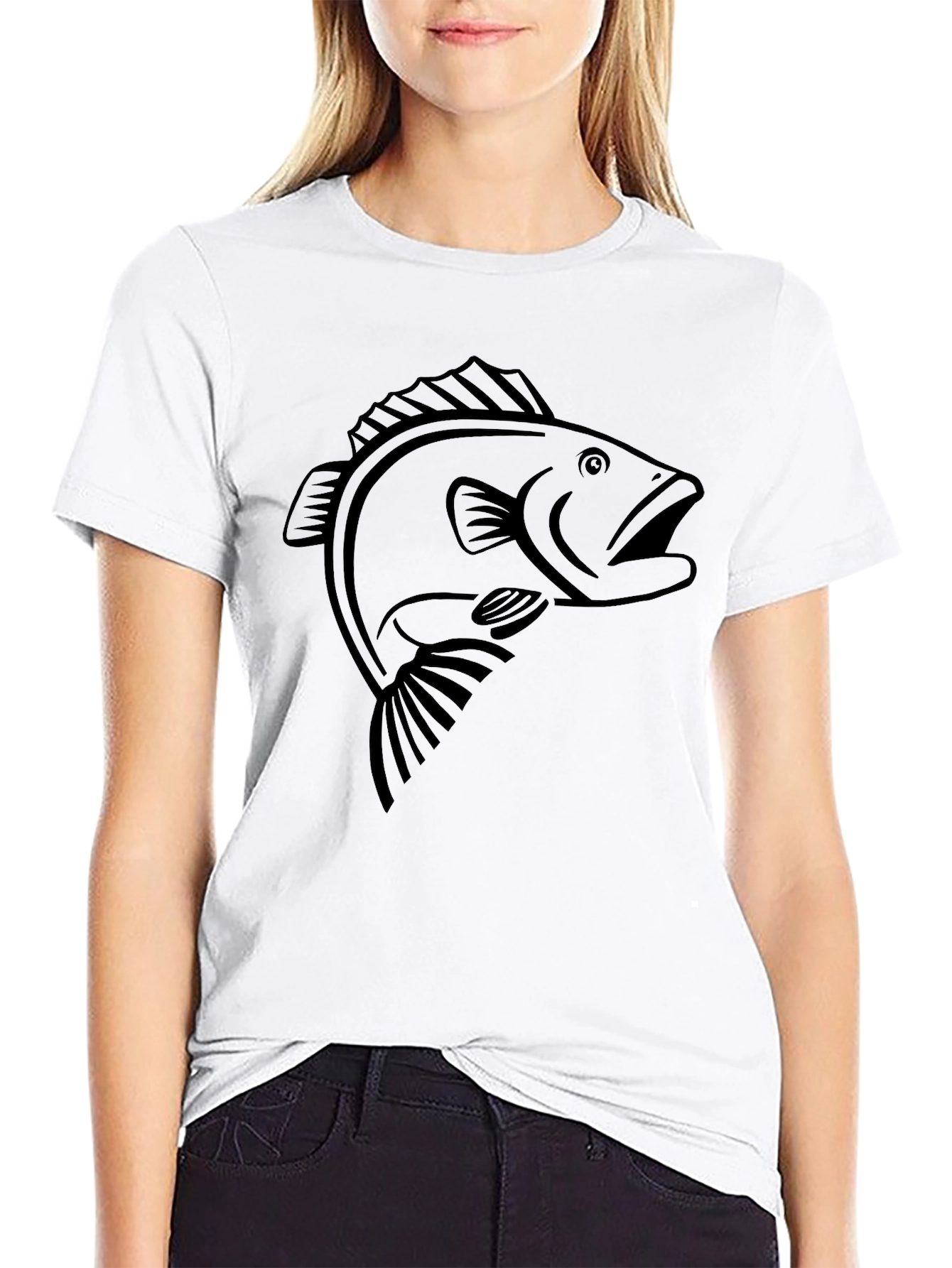 Black Black Bass Fish Graphic T-Shirt - Men's Casual Tee view 9