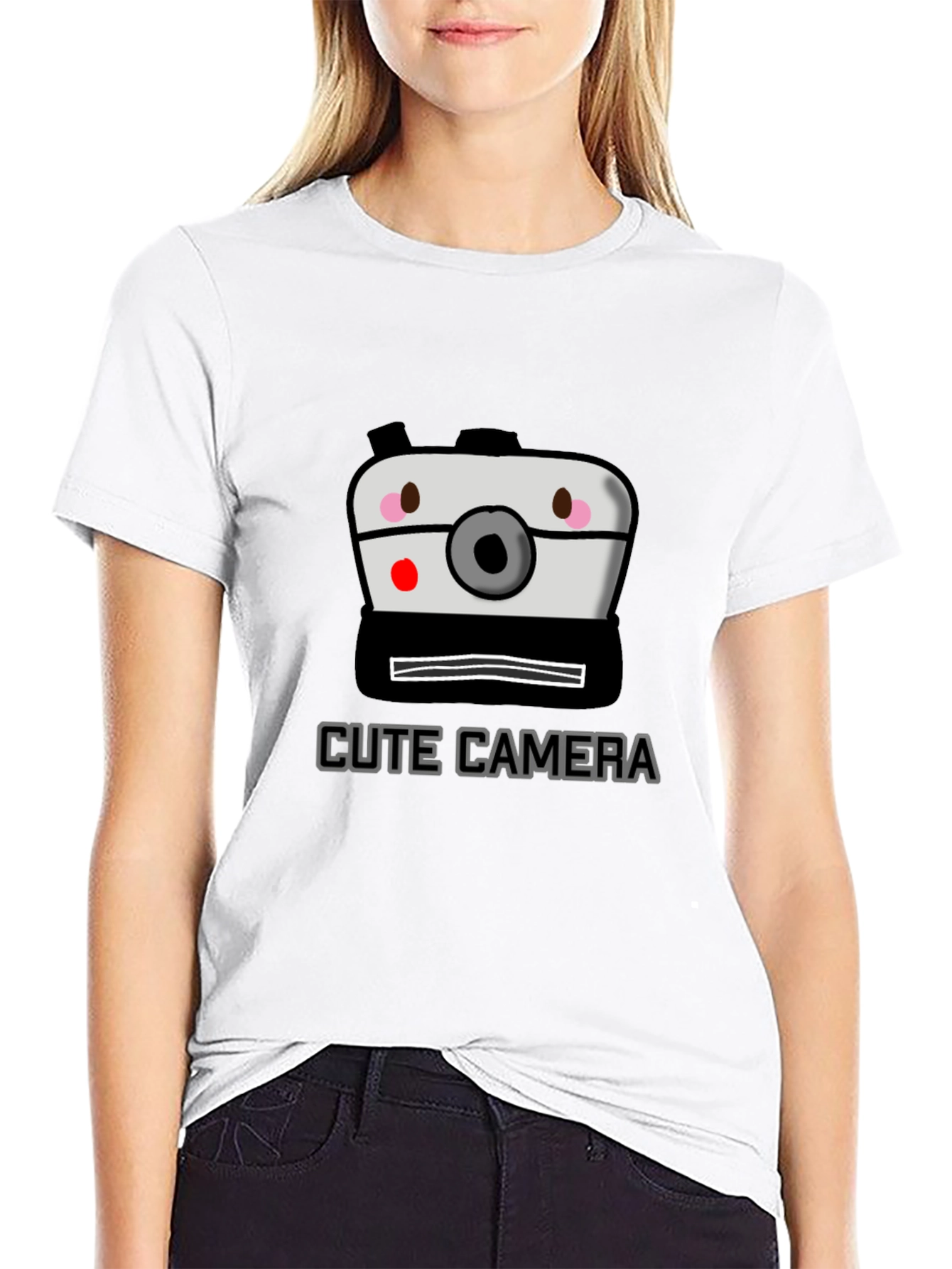 Black Cute Camera Graphic Tee - Fun Photo Shirt view 9