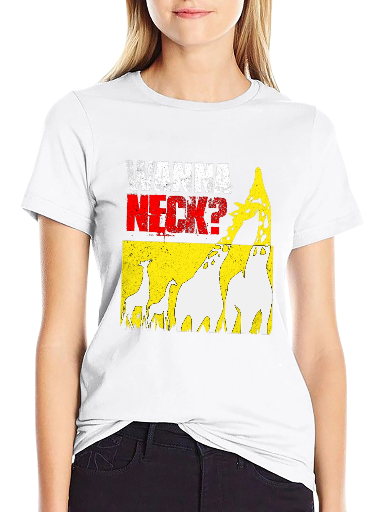 Black Wanna Neck? Giraffe Graphic Print Tee view 9
