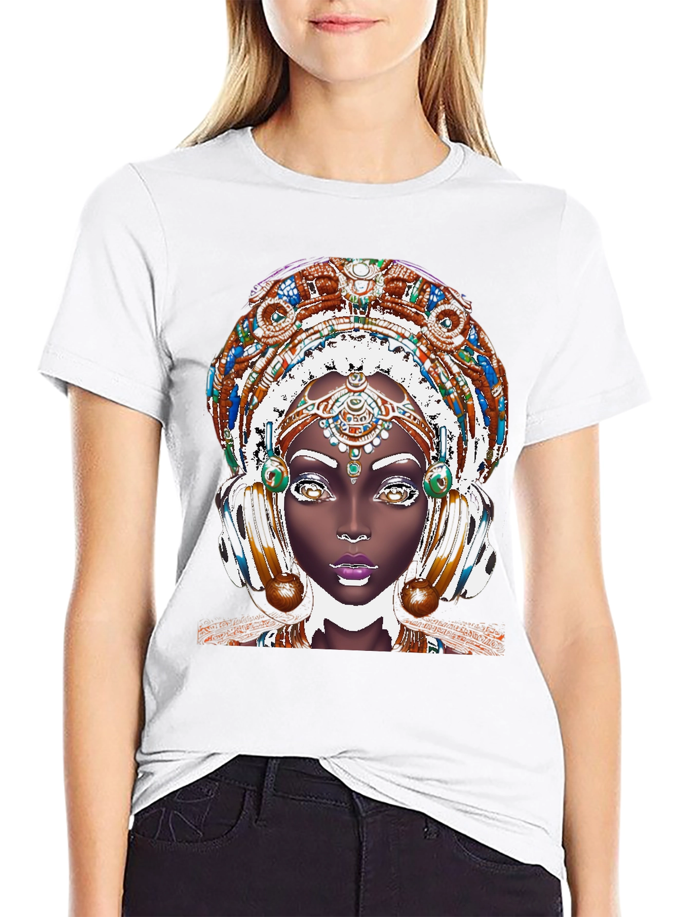 Black Ethnic Queen T-Shirt - Unique Graphic Tee view 9