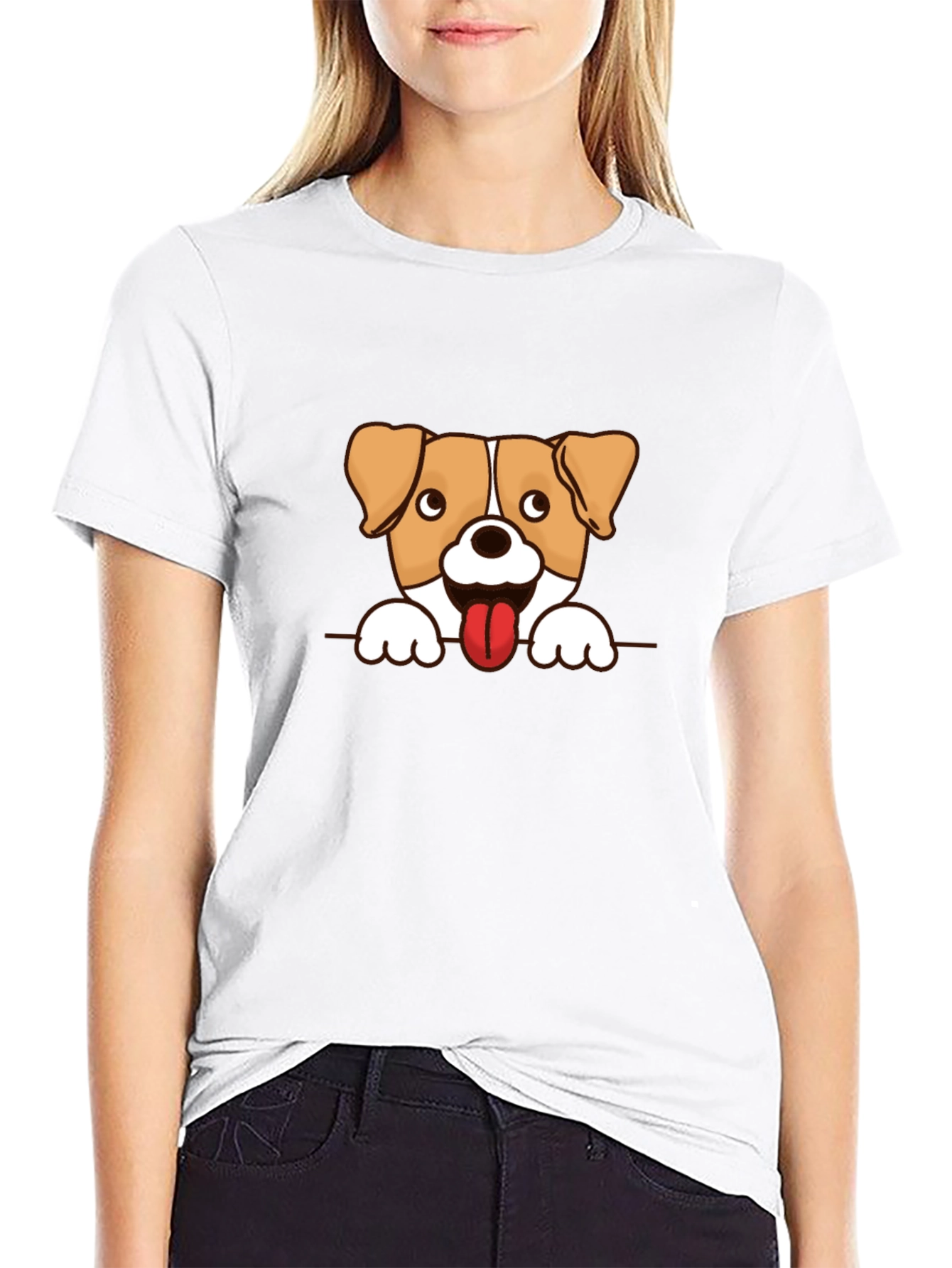 Black Cute Dog Graphic Tee - Black Short Sleeve T-Shirt view 9
