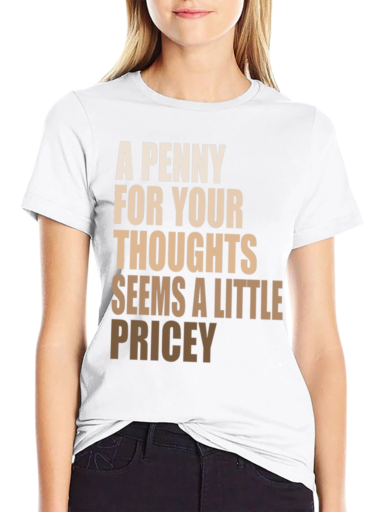 Black Funny Slogan T-Shirt - A Penny For Your Thoughts view 9