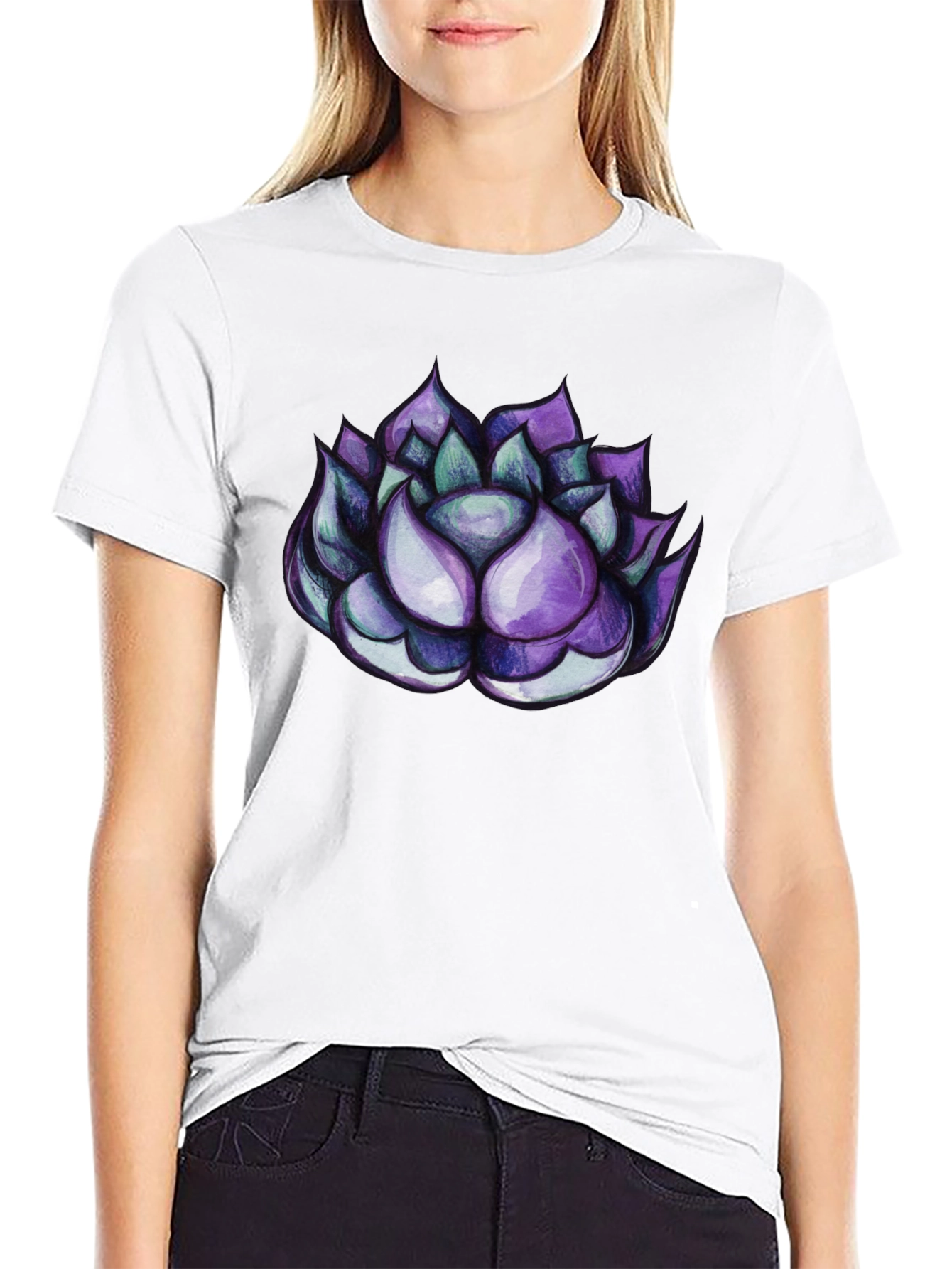 Black Succulent Graphic Tee - Cool Plant Lover Shirt view 9
