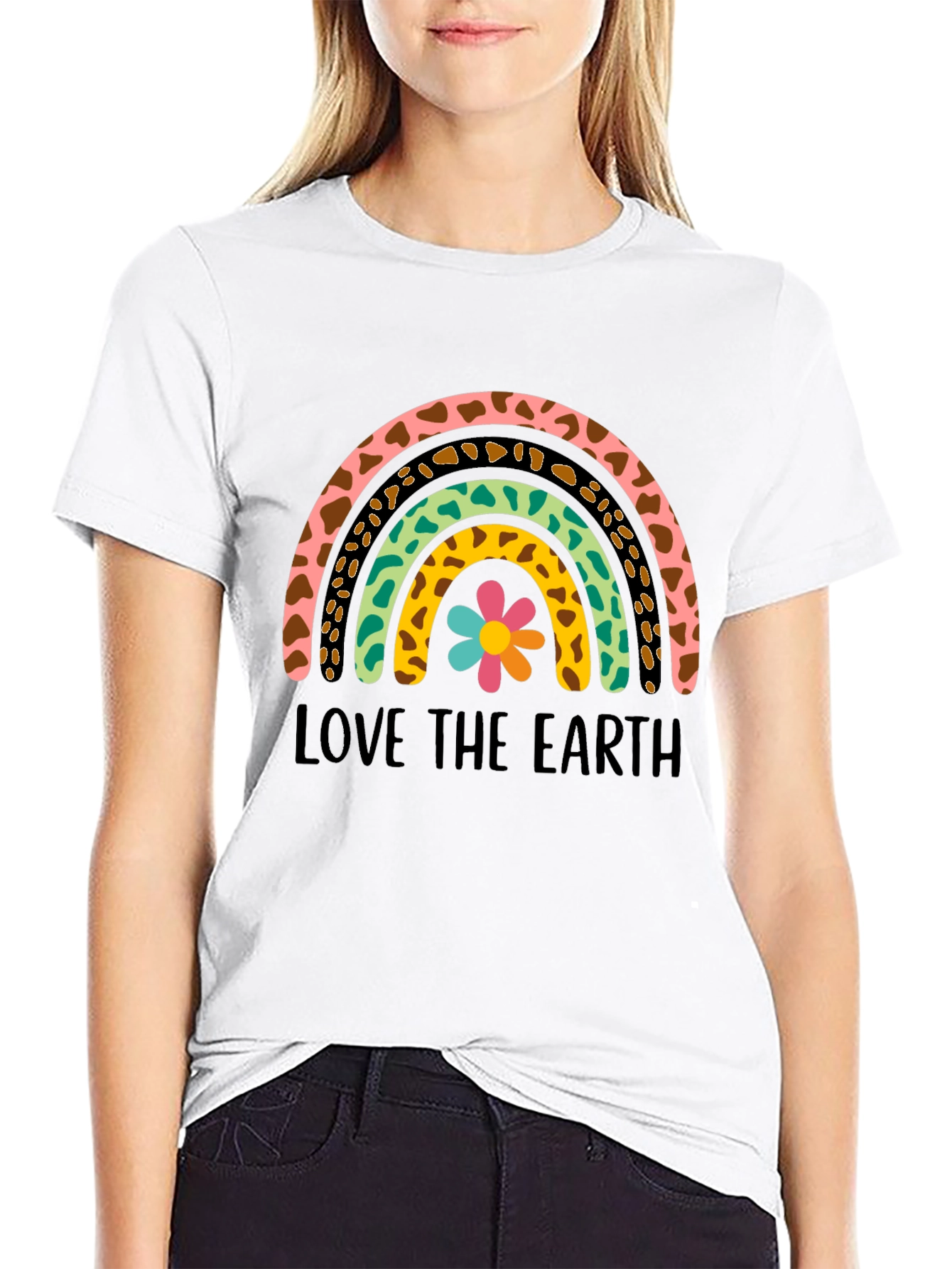 Black Love the Earth Rainbow Graphic Tee - Unisex view 9