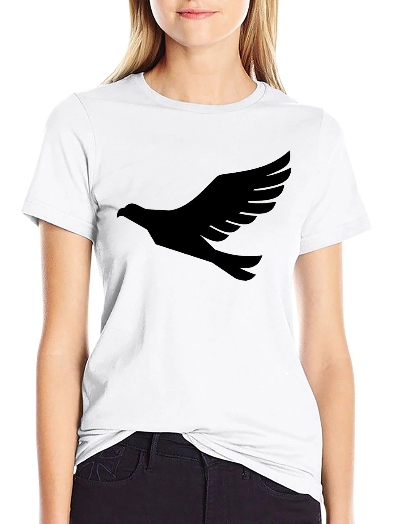 Black Black T-Shirt with Dove Graphic Print view 9