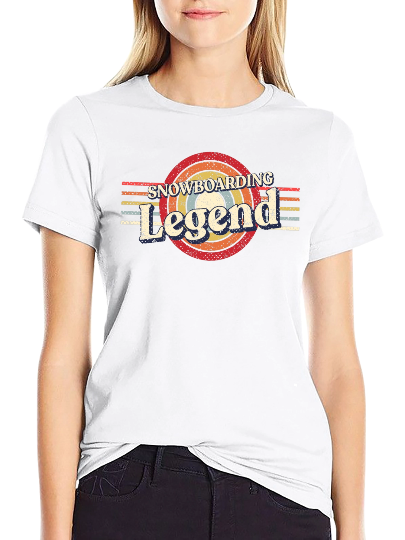 Black Snowboarding Legend Retro Style T-Shirt view 9