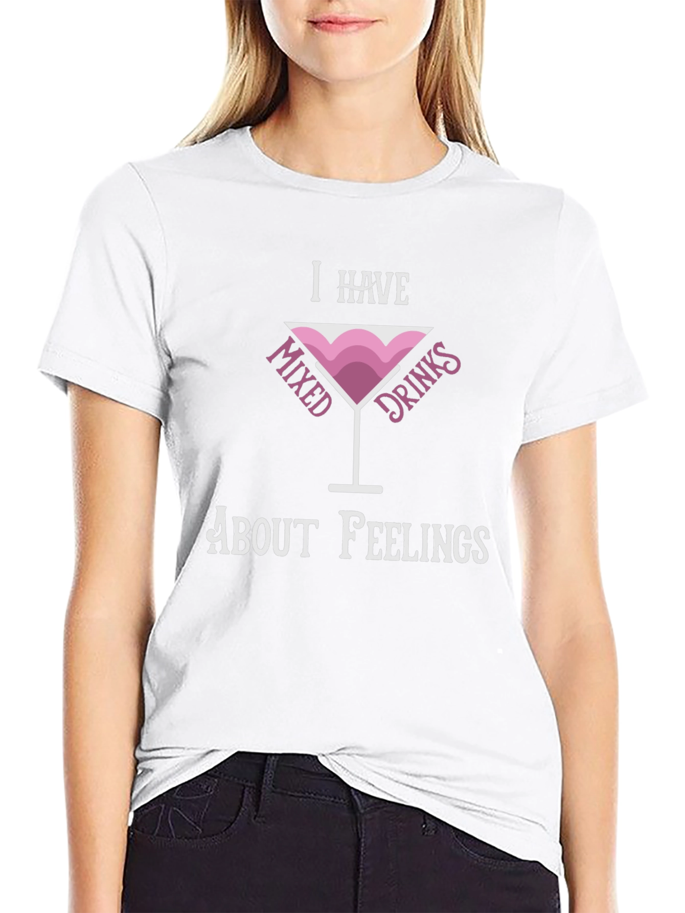 Black Mixed Drinks Feelings Tee - Humorous Graphic T-Shirt view 9