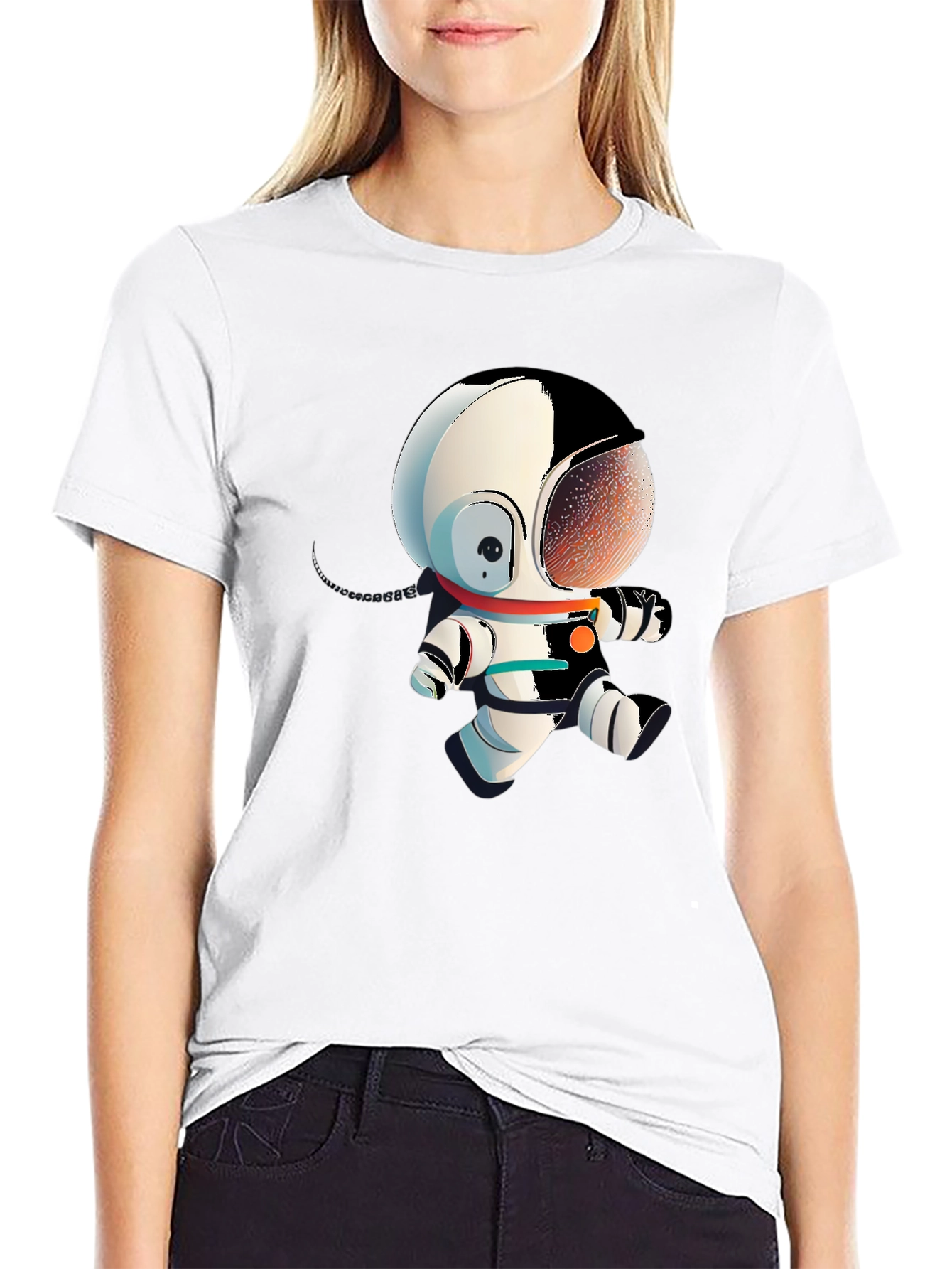 Black Astronaut Cartoon Graphic Tee - Black view 9