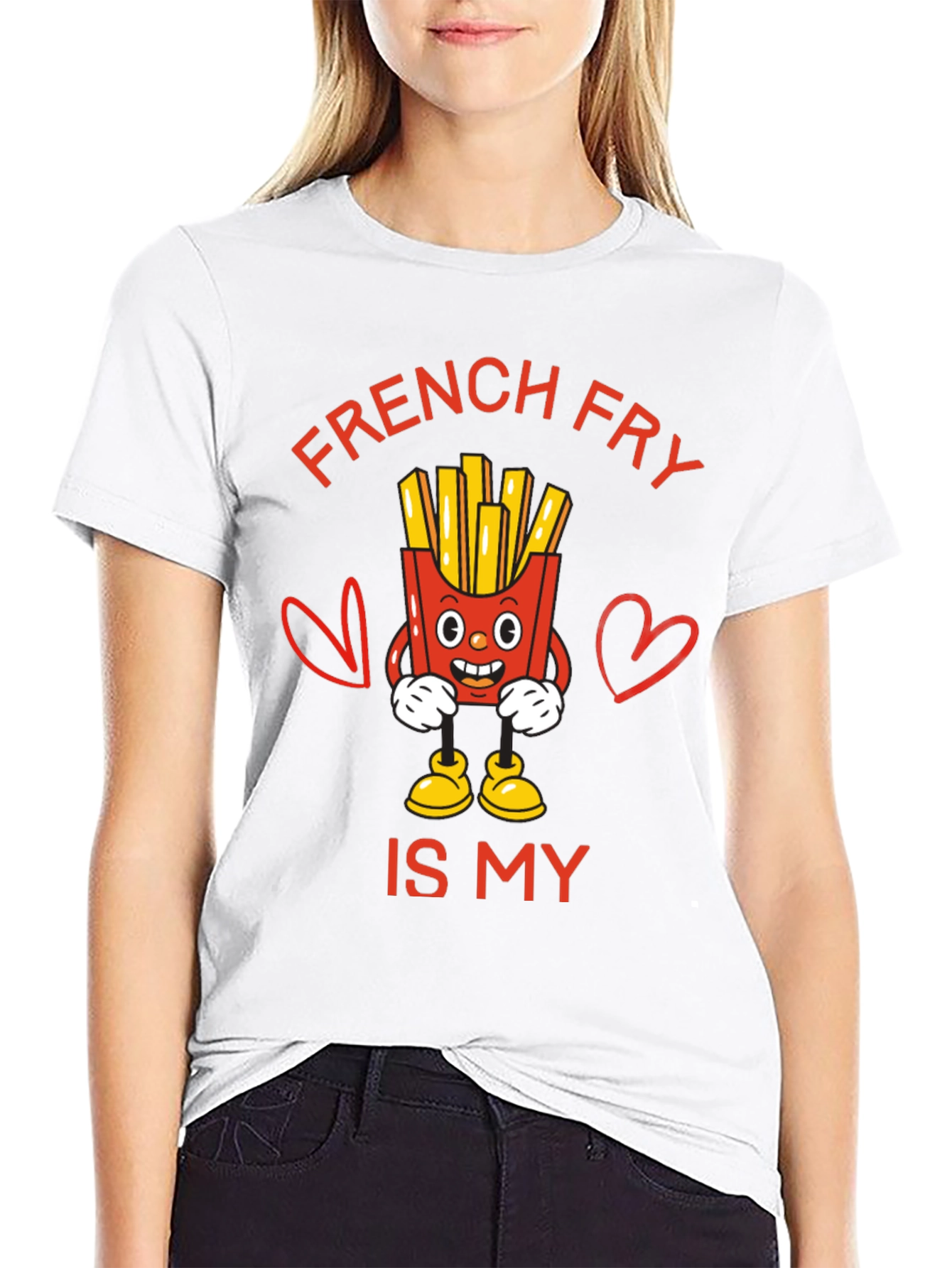 Black French Fry Is My Valentine Funny Graphic T-Shirt view 9