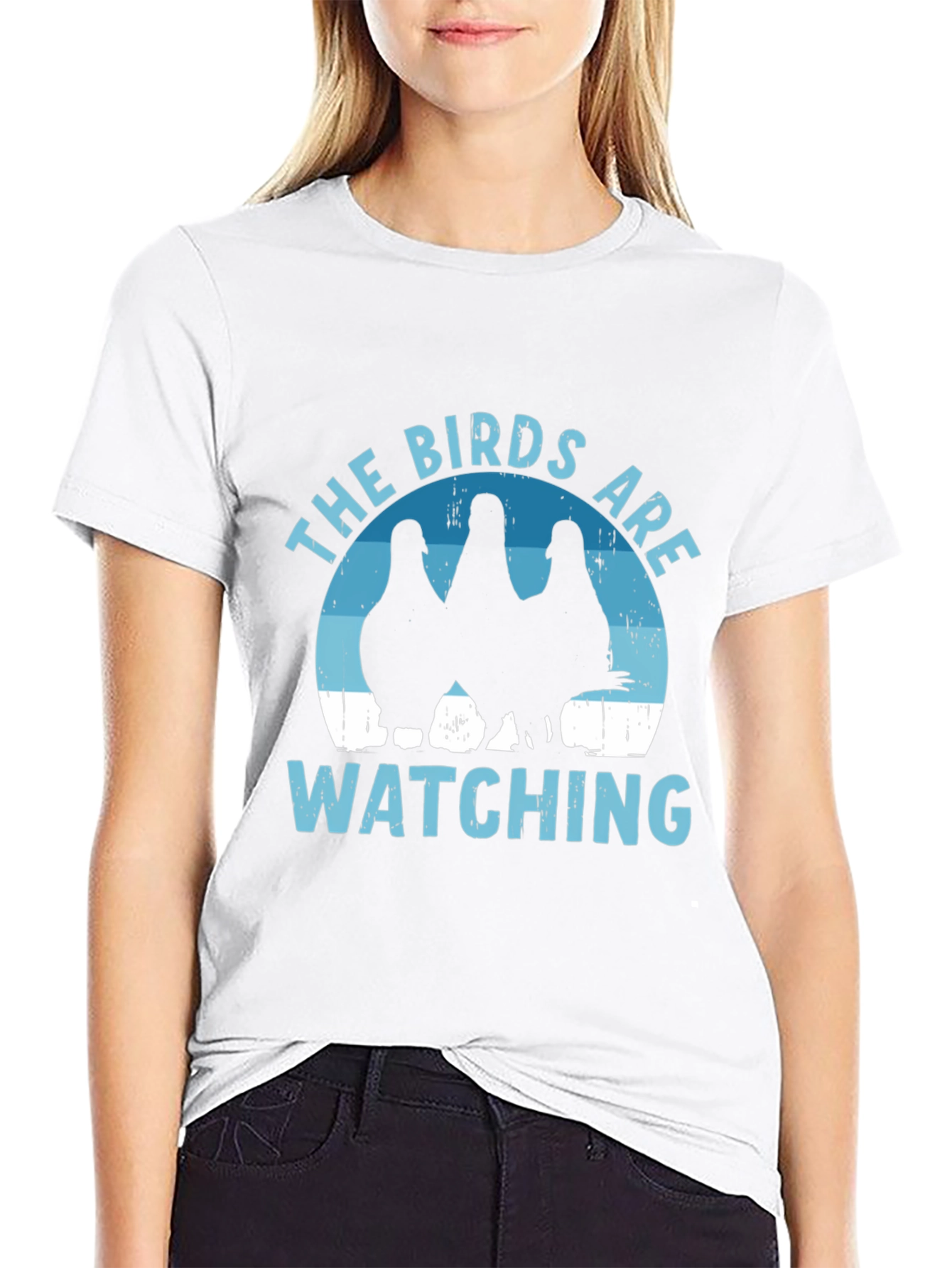 Black The Birds Are Watching T-Shirt - Funny Bird Lover Tee view 9