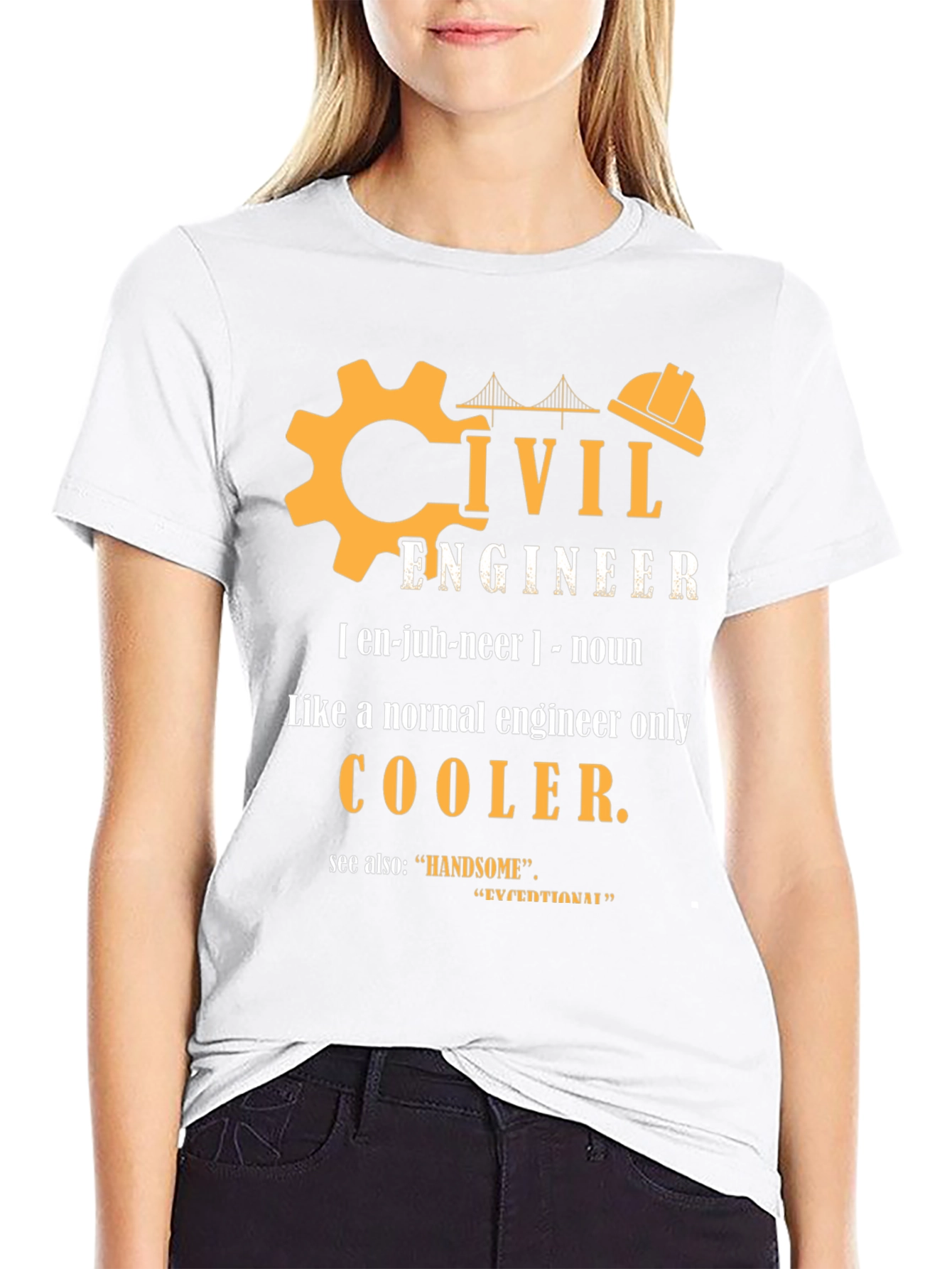 Black Civil Engineer Definition Graphic Tee view 9