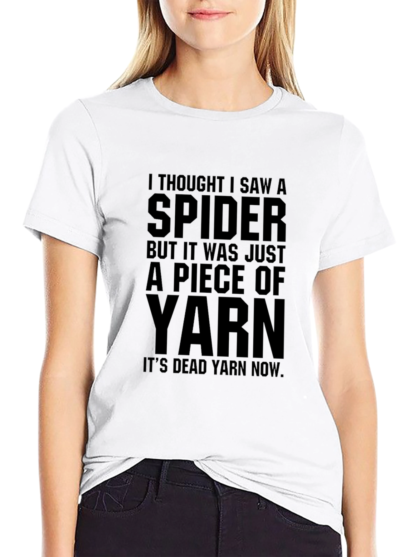 Black Funny Spider Yarn T-Shirt - Soft Cotton Tee view 9