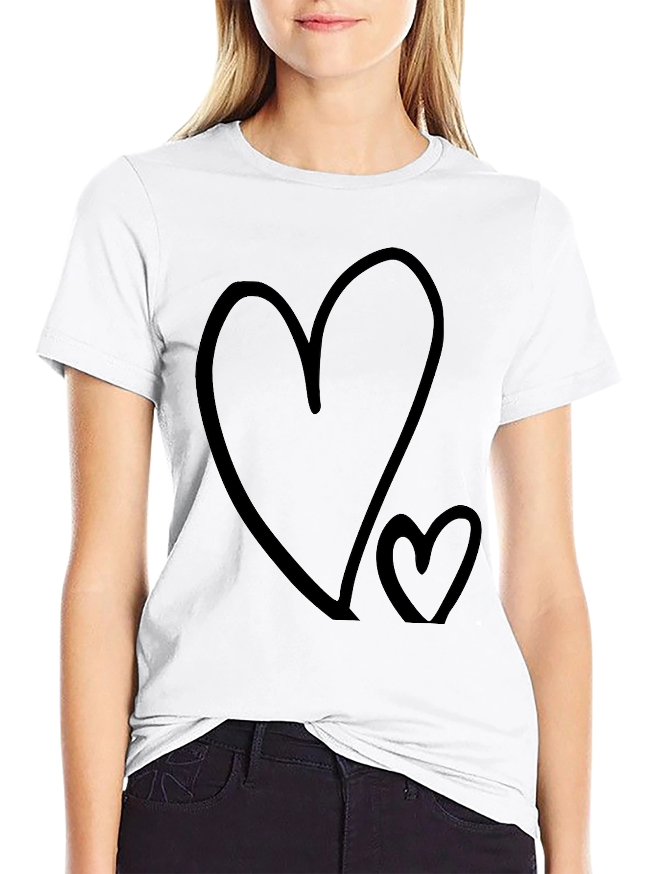Black Heart Graphic Tee - Casual Black T-Shirt view 9