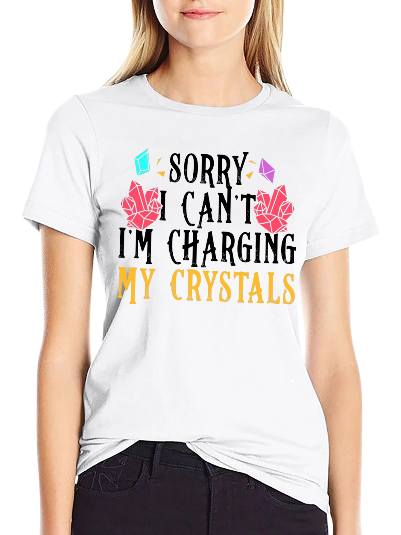 Black Charging Crystals Graphic T-Shirt view 9