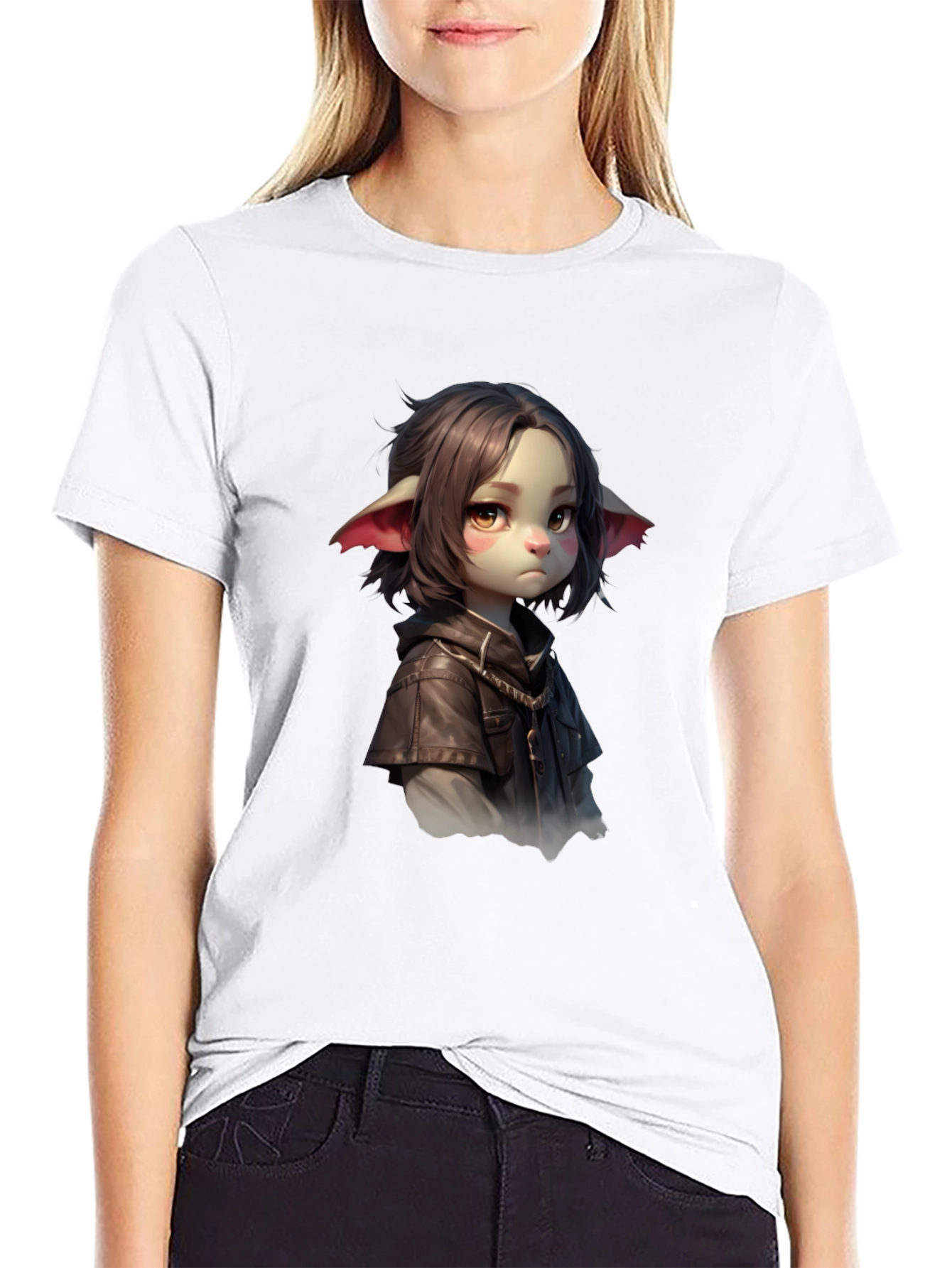 Black Anime Girl Graphic Black T-Shirt view 9