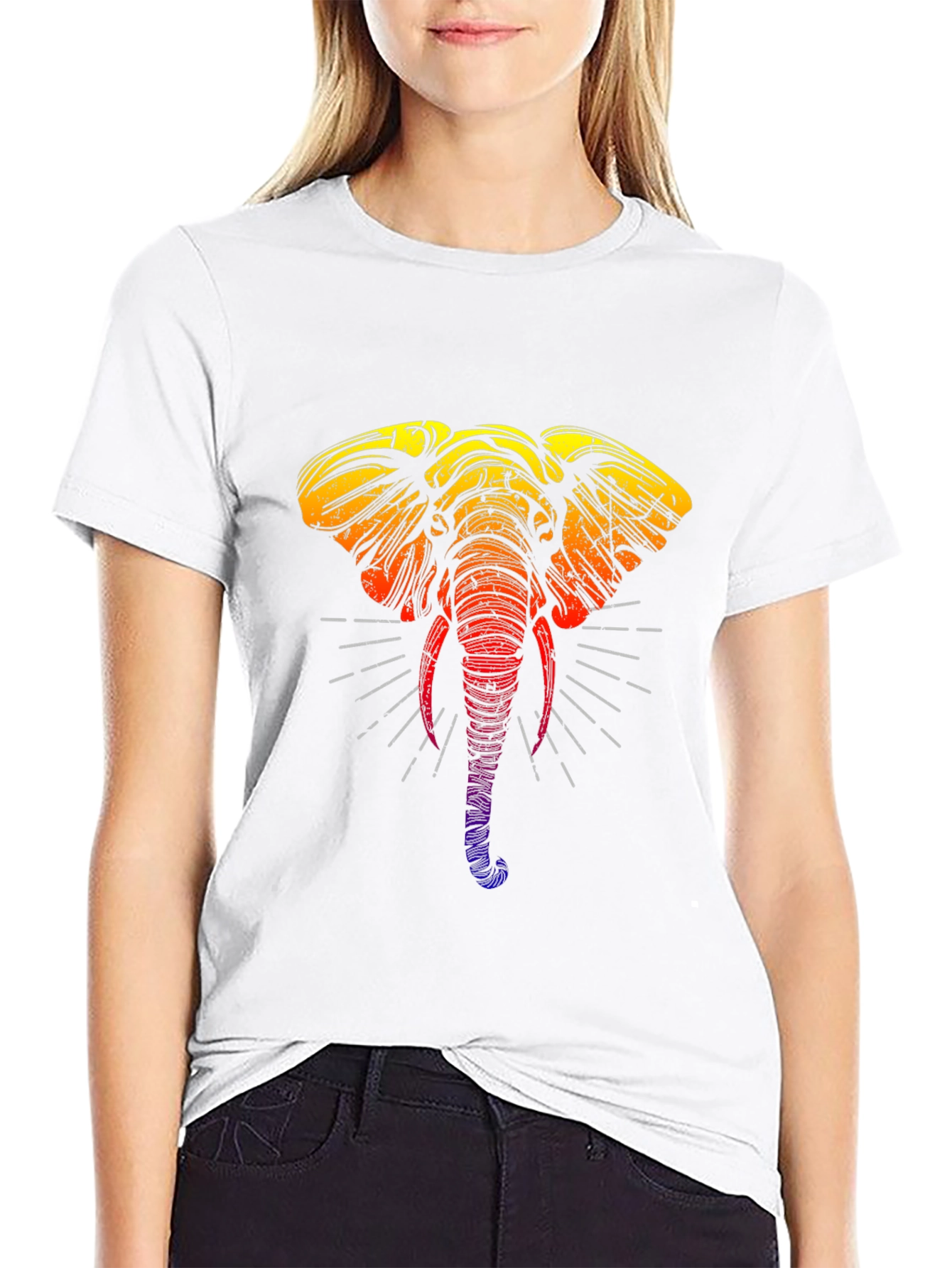 Black Rainbow Elephant Graphic Tee - Stylish Black T-Shirt view 9