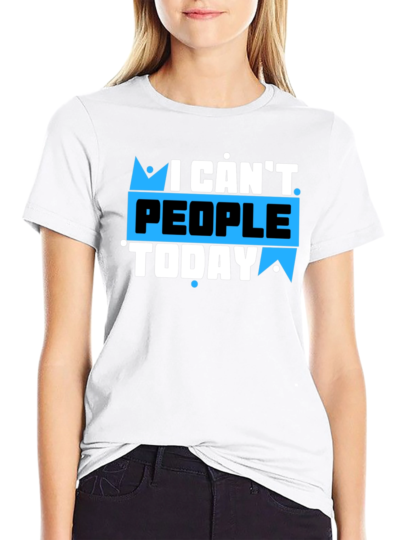 Black I Can't People Today Graphic T-Shirt view 9