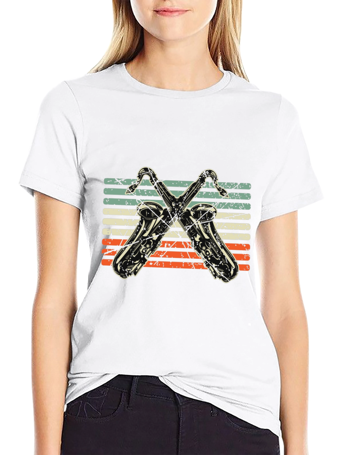 Black Vintage Saxophone T-Shirt: Retro Music Tee view 9