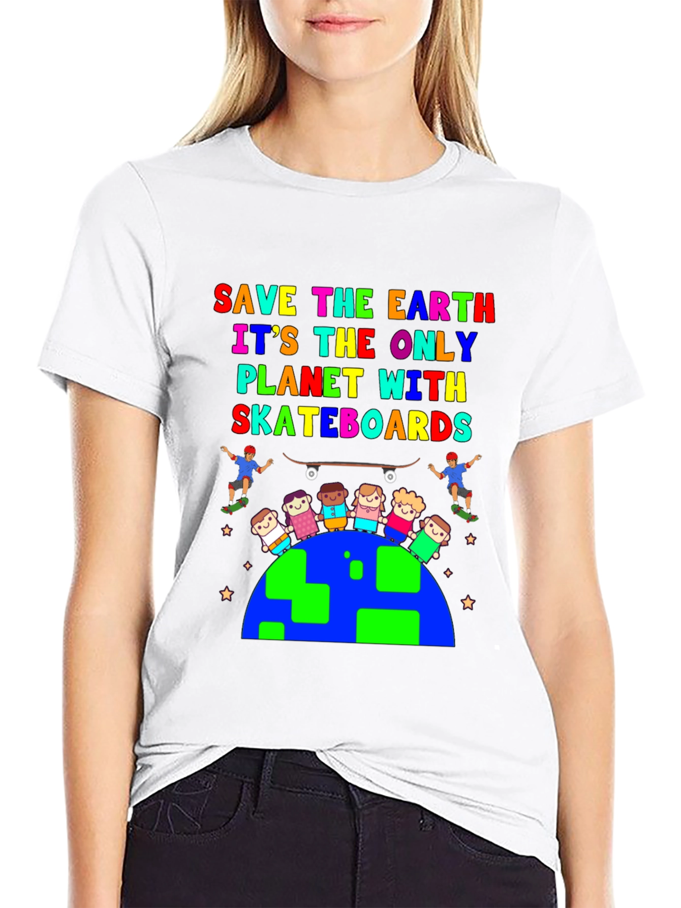Black Save the Earth Skateboard T-Shirt view 9