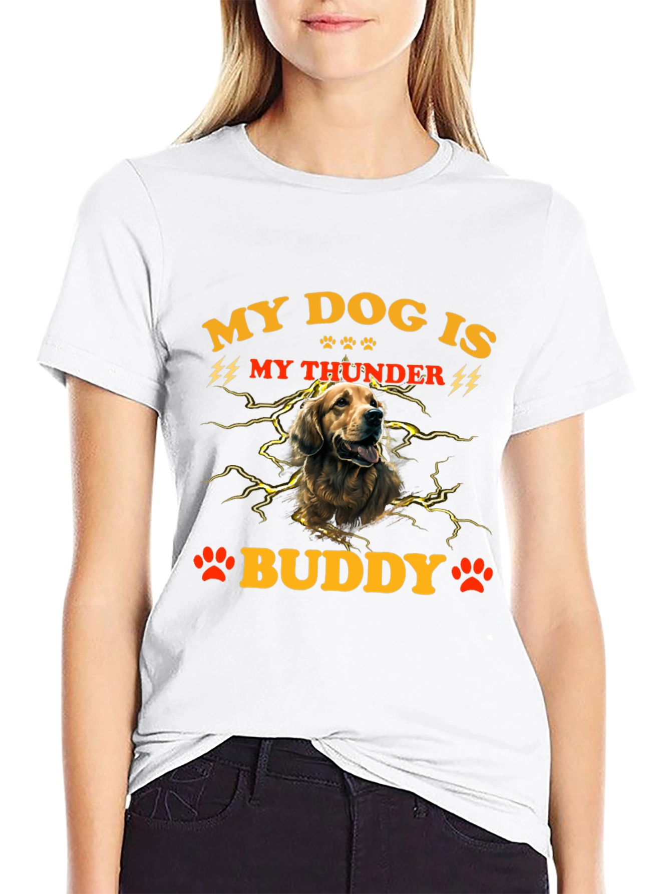 Black My Dog Is My Thunder Buddy T-Shirt view 9