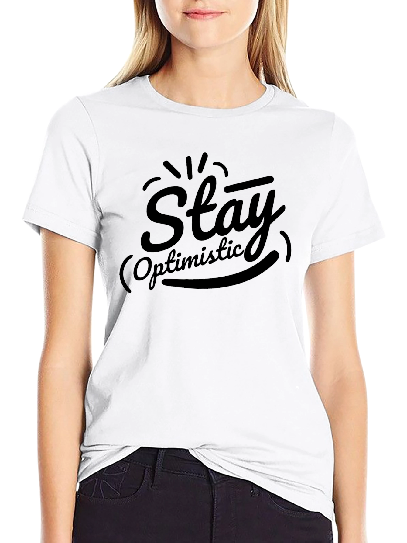 Black Stay Optimistic Black Graphic Tee view 9