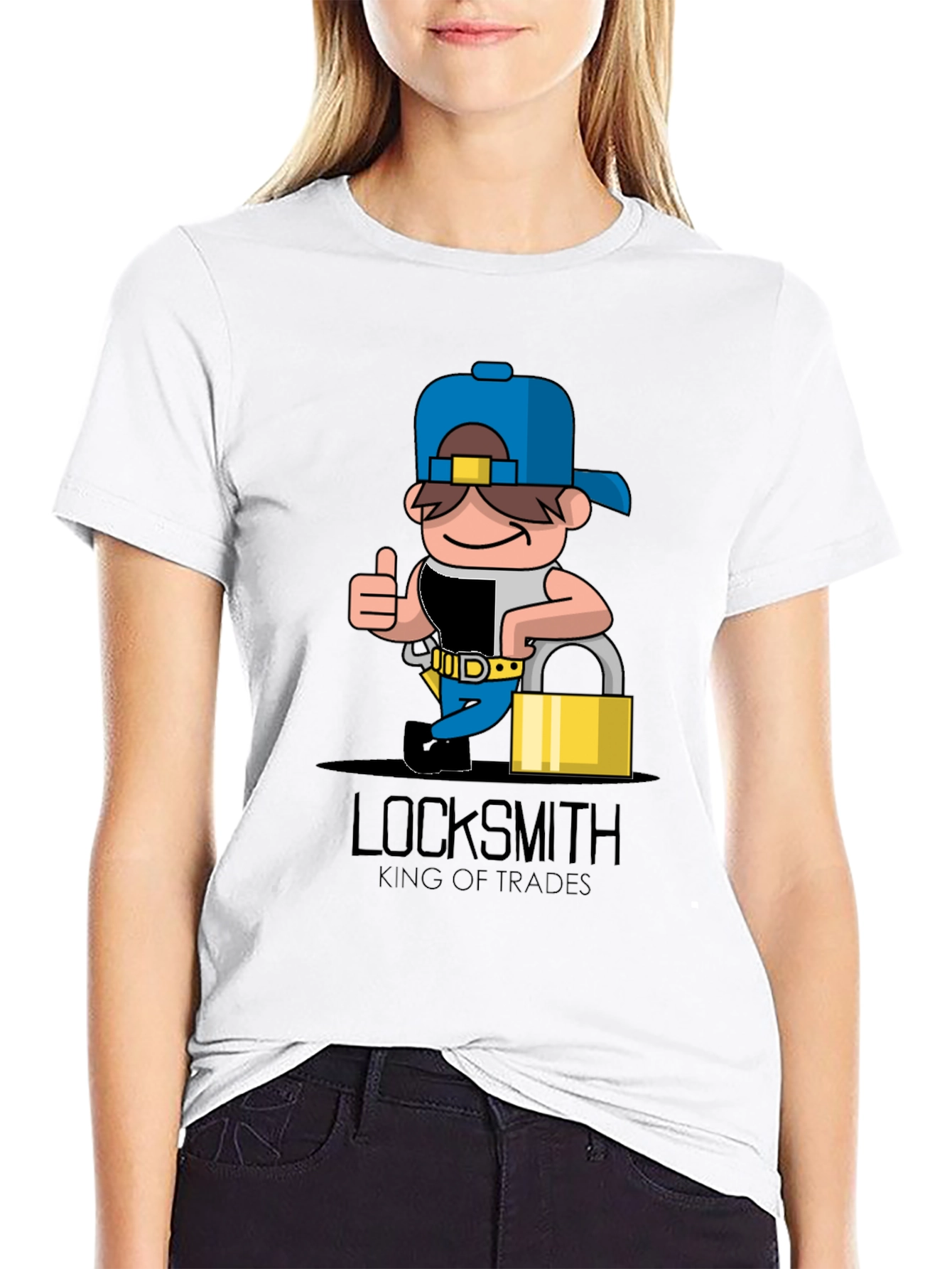 Black Locksmith Cartoon Graphic T-Shirt - King of Trades view 9