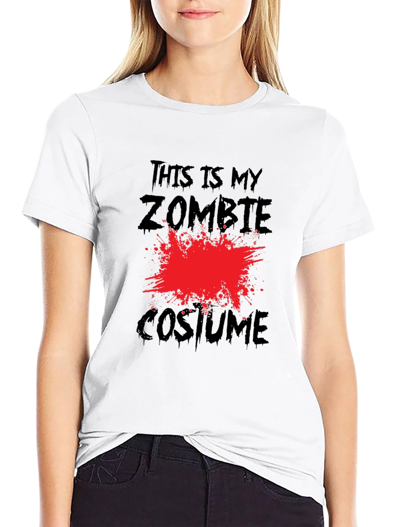 Black Zombie Costume T-Shirt - Halloween Tee view 9