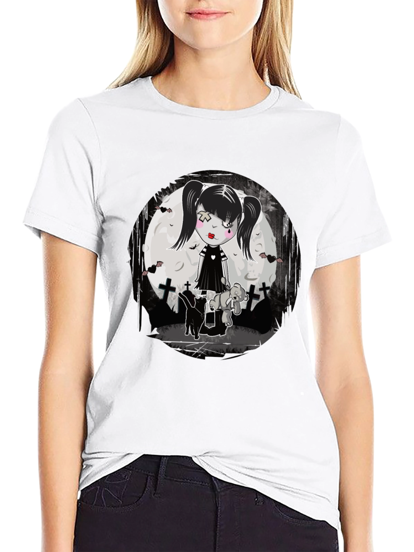 Black Gothic Girl T-Shirt - Emo Style view 9