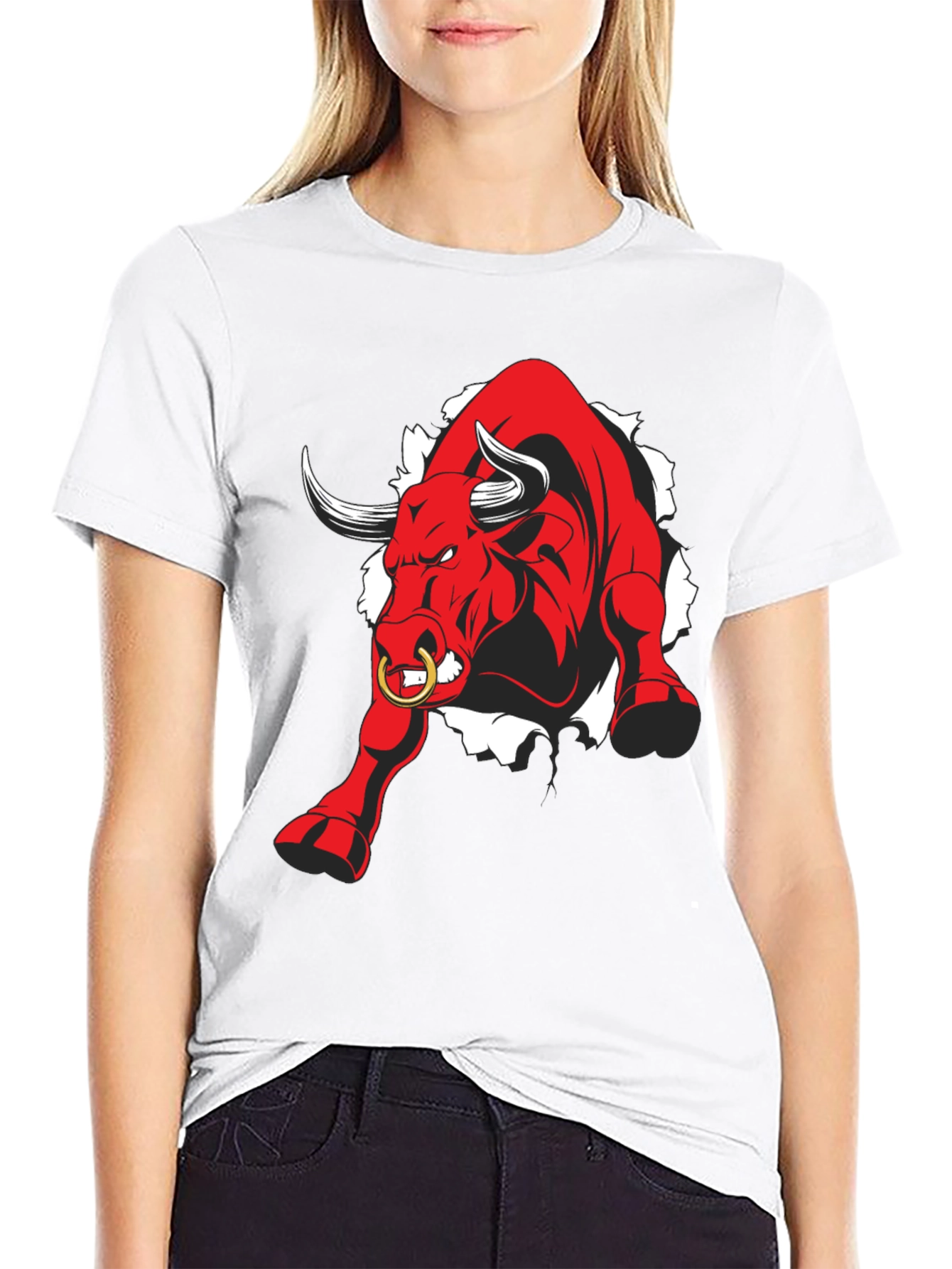 Black Raging Bull Graphic Tee - Black Cotton T-Shirt view 9