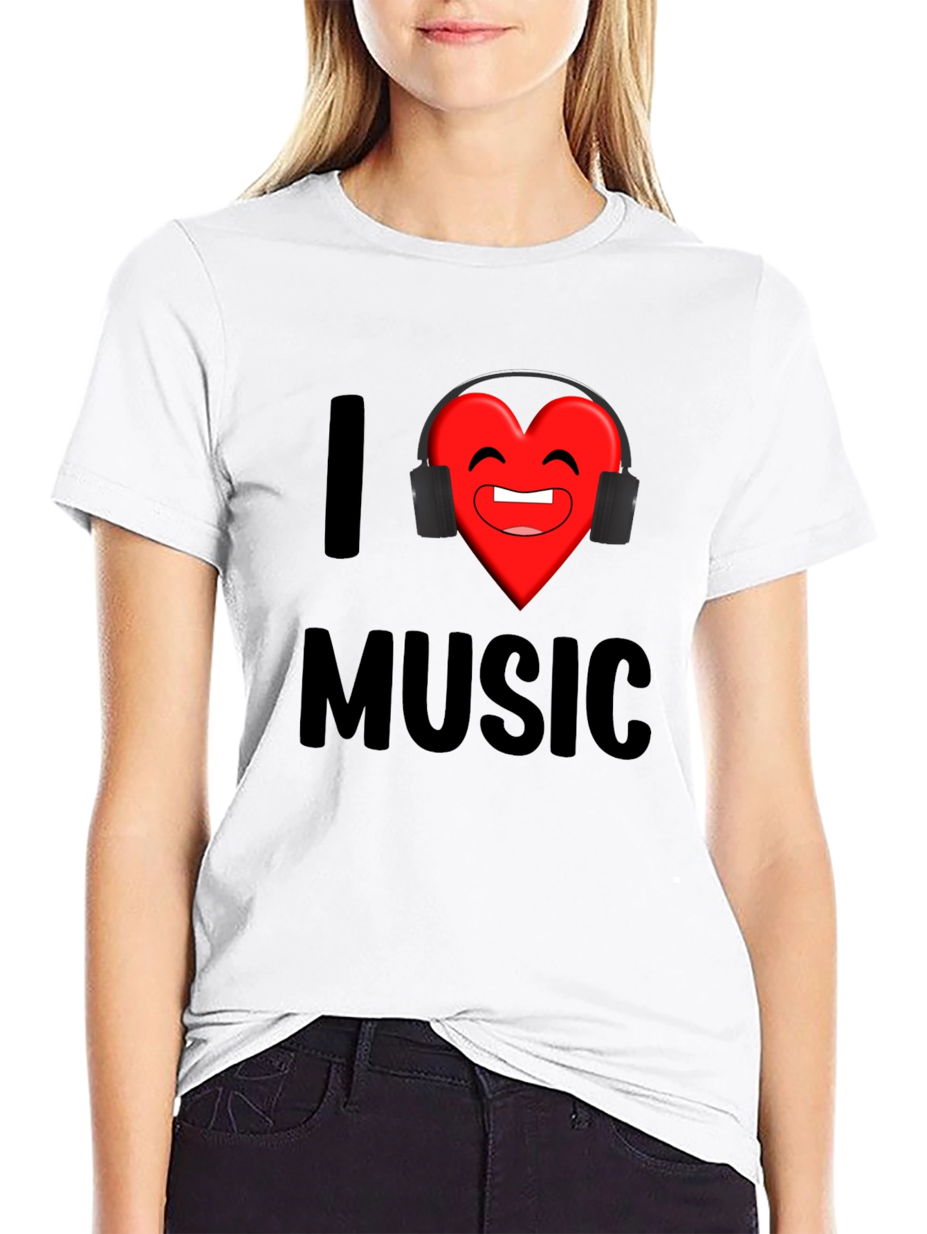 Black I Heart Music Graphic Print T-Shirt view 9