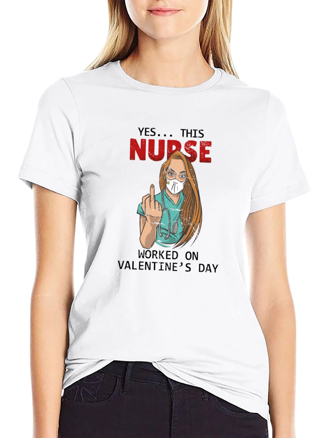 Black Valentine's Day Nurse T-Shirt view 9